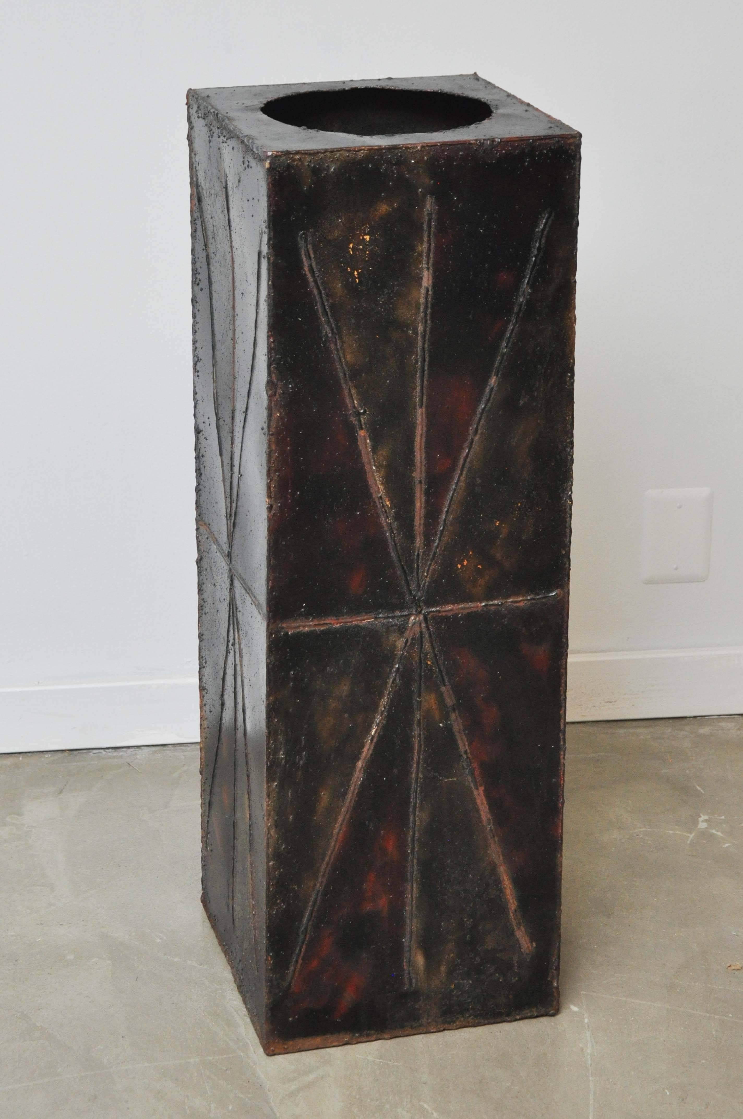 Mid-Century Modern Paul Evans Sculptural Steel Planter Pedestal