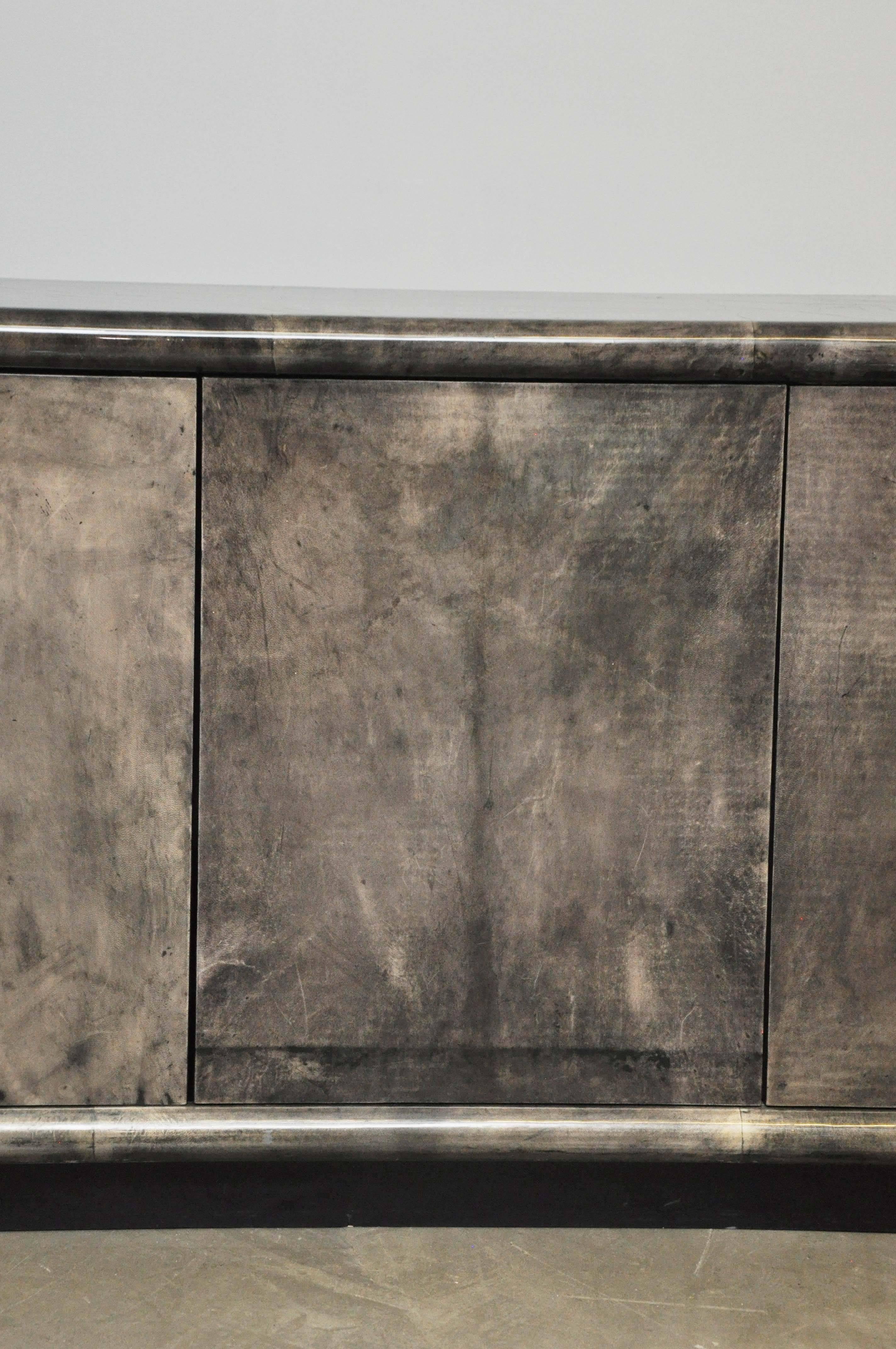 Mid-Century Modern Aldo Tura Lacquered Charcoal Goatskin Sideboard
