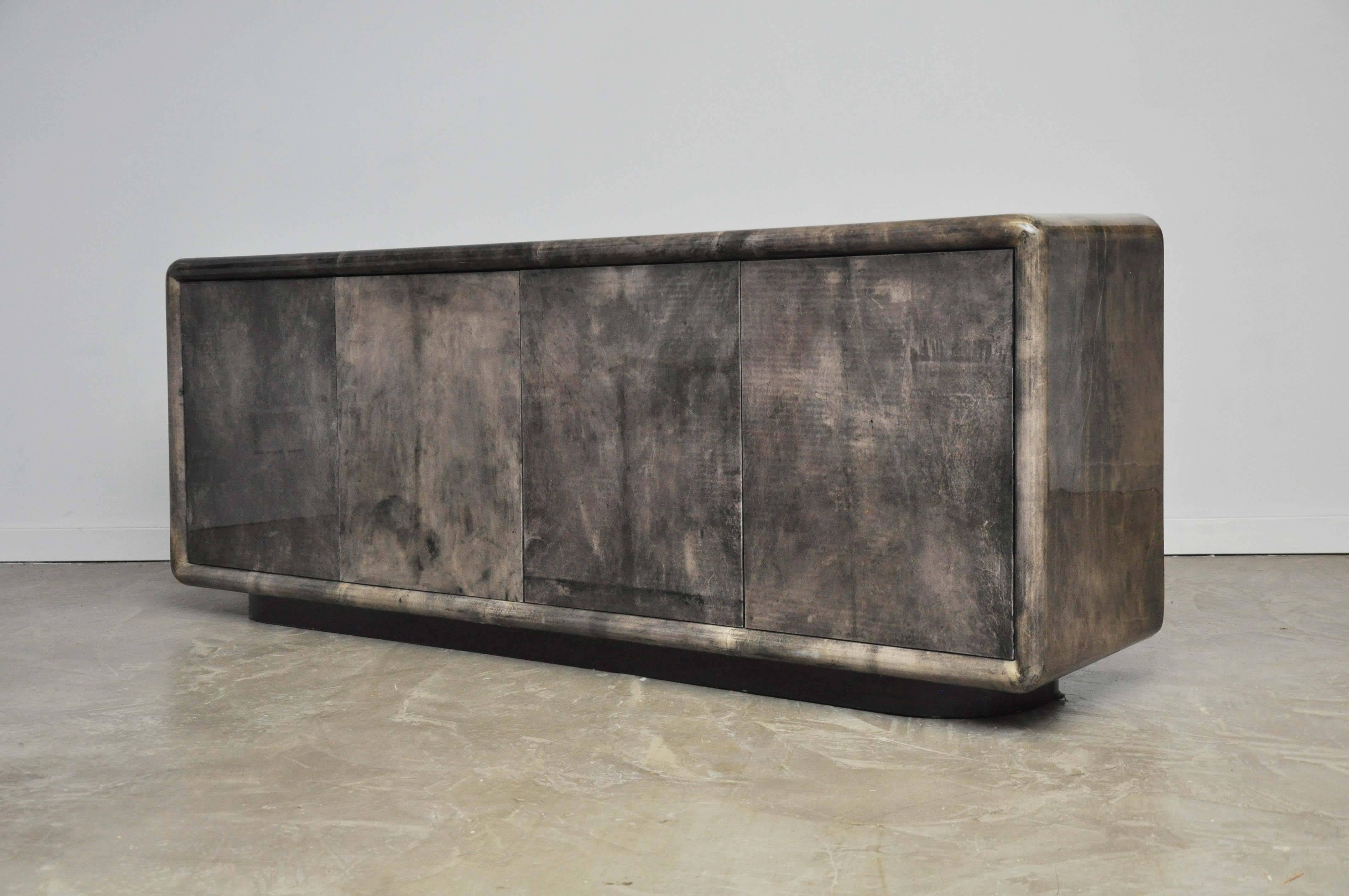 20th Century Aldo Tura Lacquered Charcoal Goatskin Sideboard