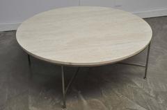 Paul McCobb Travertine and Nickel Coffee Table