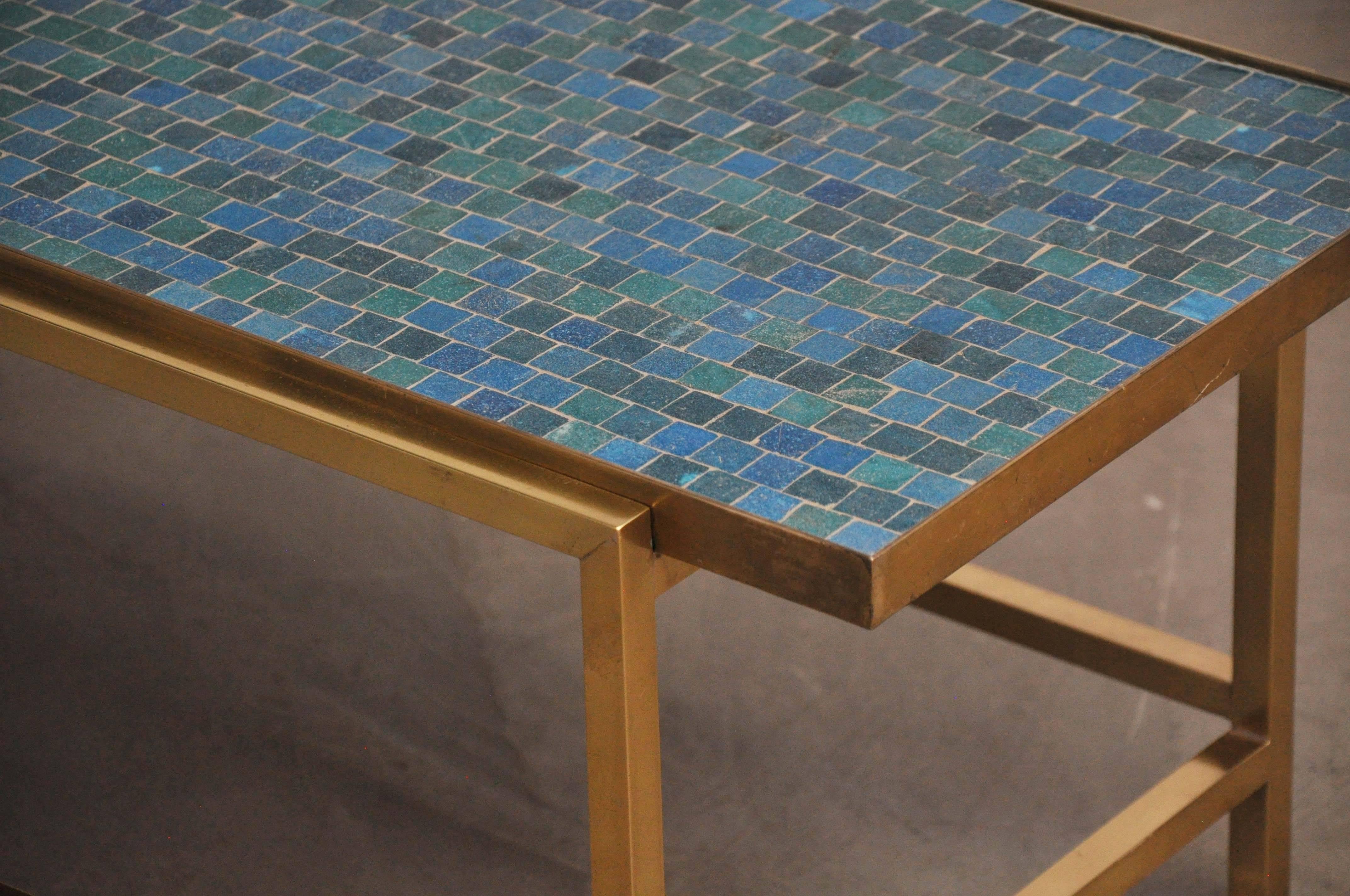 Brass Dunbar Mosaic Murano Glass Tile Coffee Table by Edward Wormley