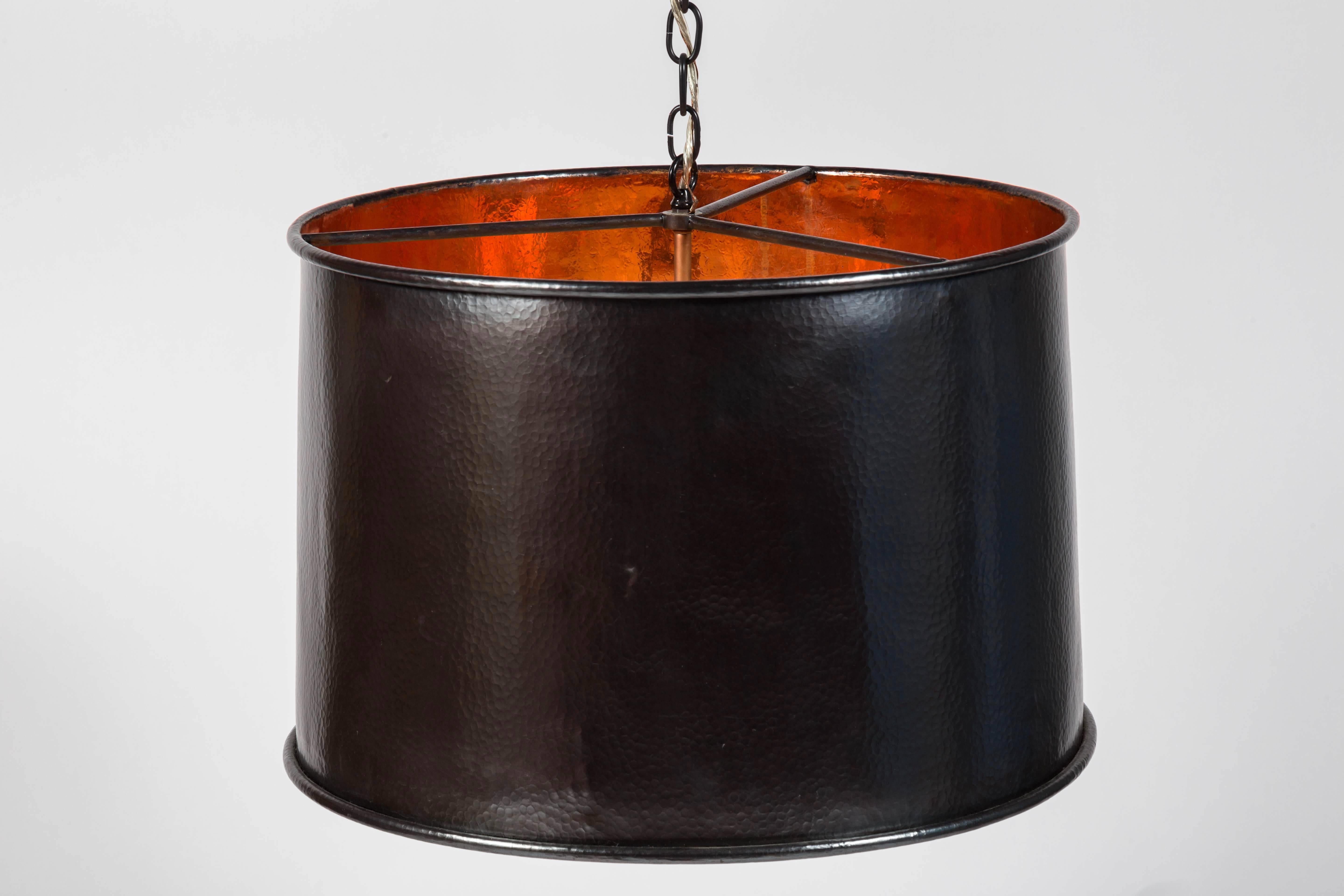 Contemporary Copper Drum Light Fixture