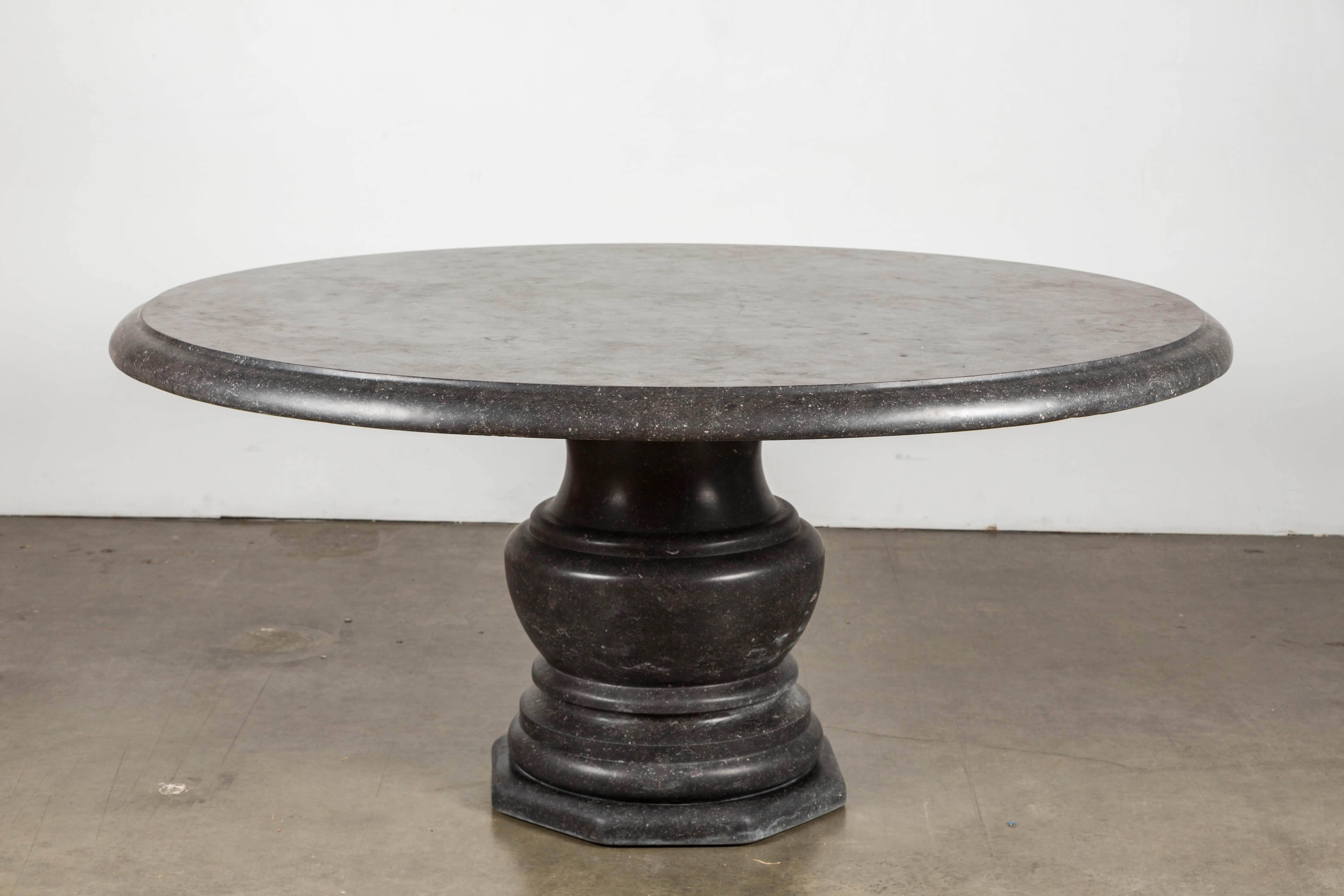 Hand-Carved Belgian Bluestone Pedestal Table In Excellent Condition In Chicago, IL
