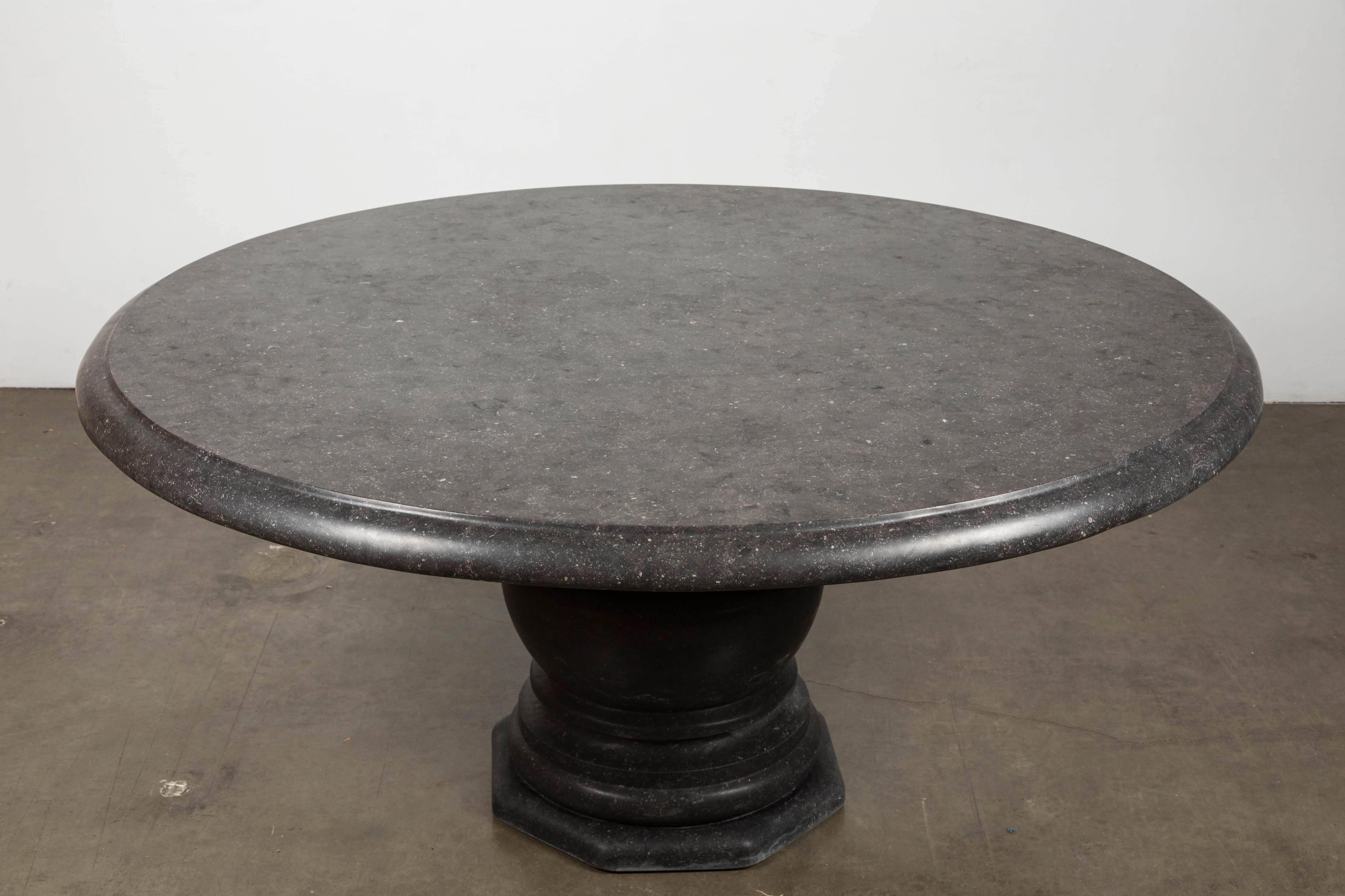 Hand-Carved Belgian Bluestone Pedestal Table 2