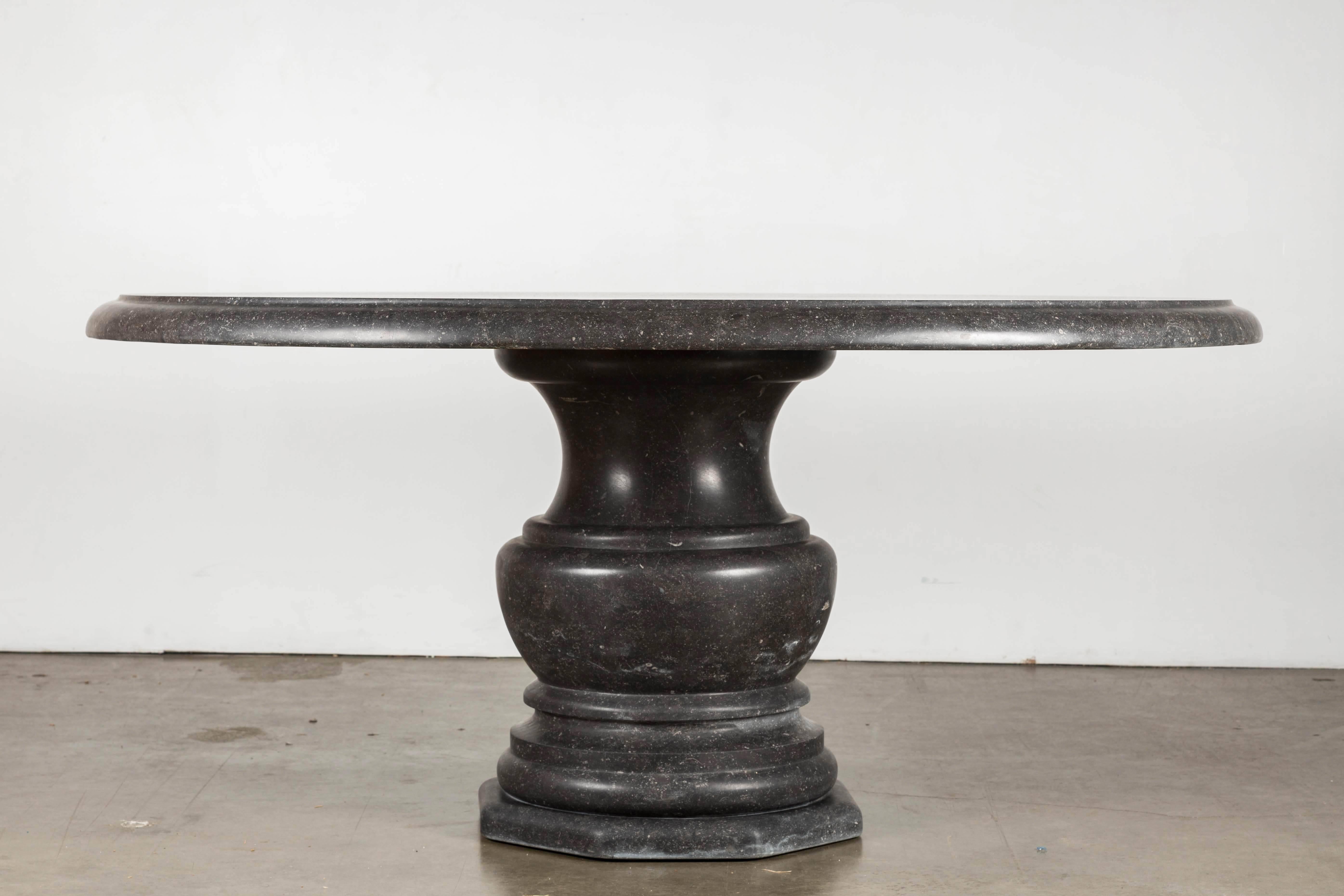 Hand-Carved Belgian Bluestone Pedestal Table 3