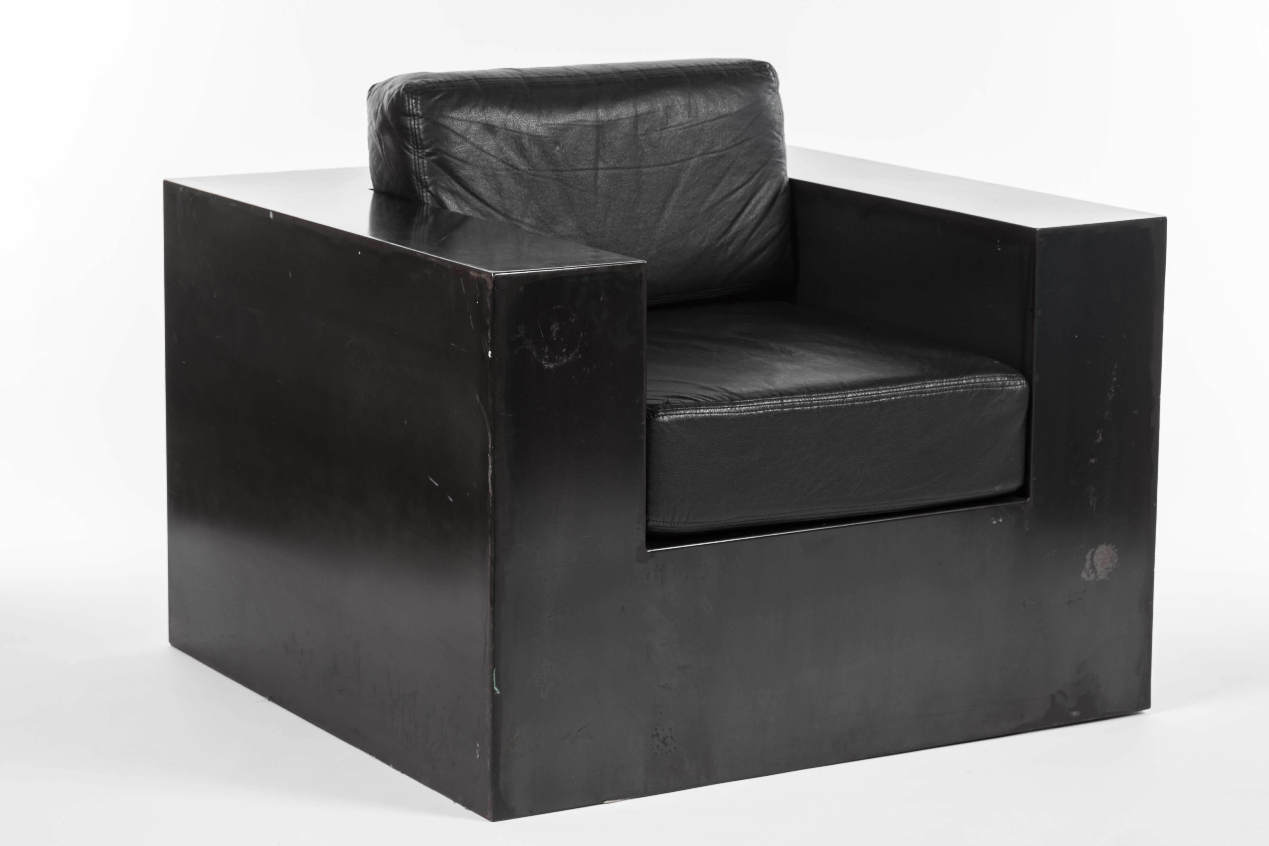 Contemporary Rick Owens Style Black Metal Armchair