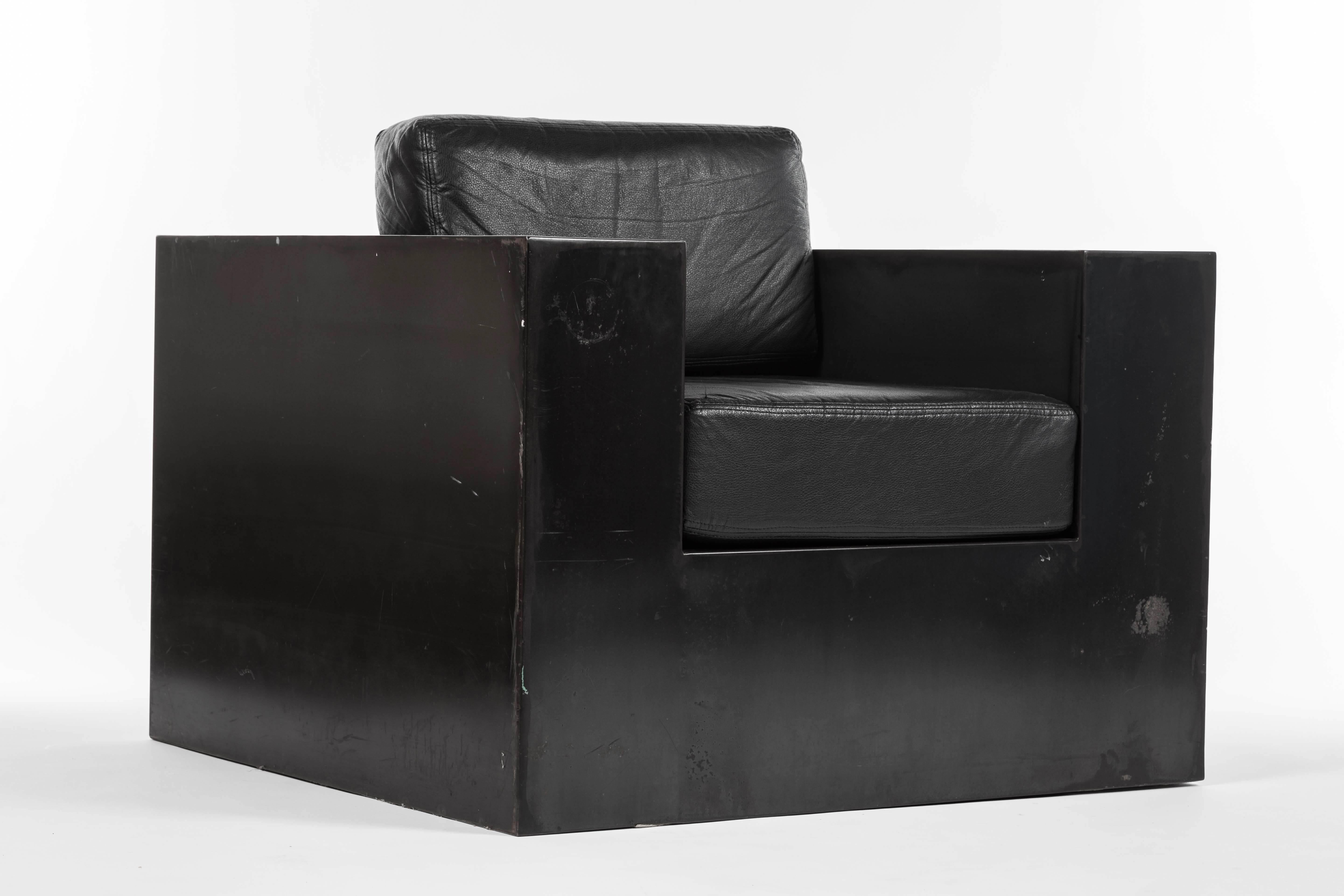 Iron Rick Owens Style Black Metal Armchair