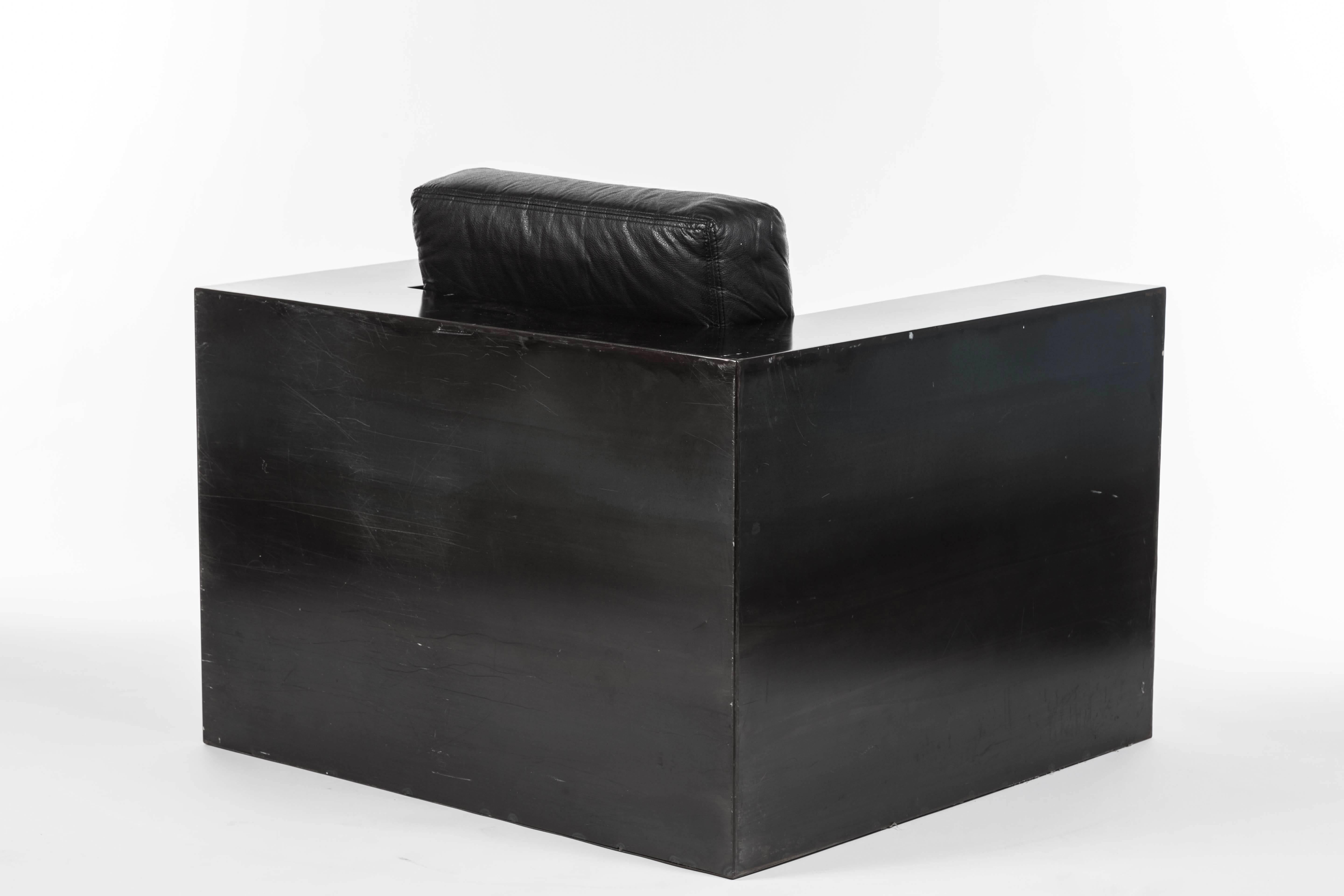 Rick Owens Style Black Metal Armchair 3