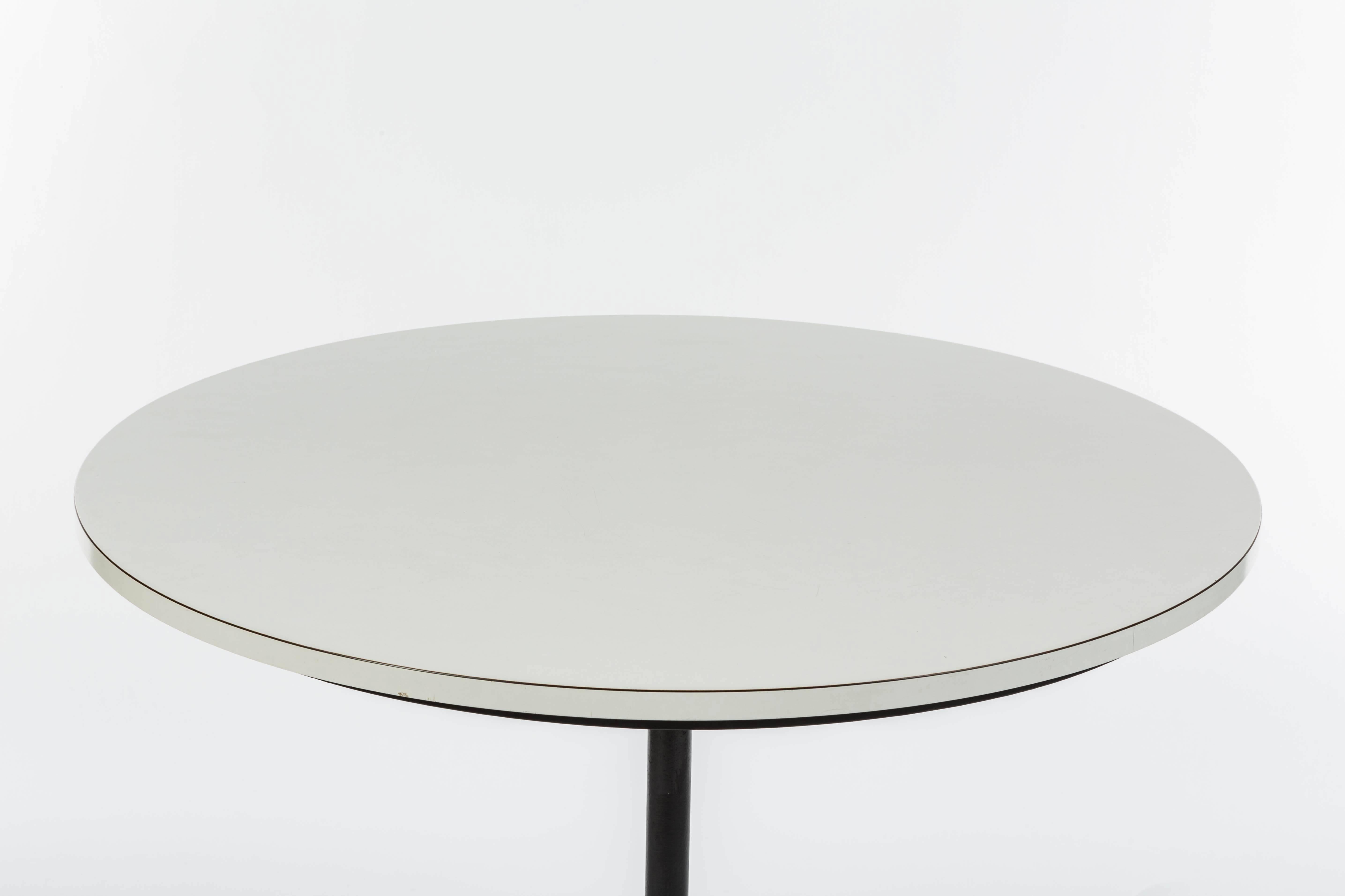 Mid-Century Modern Mid-Century Iron Table with White Round Top