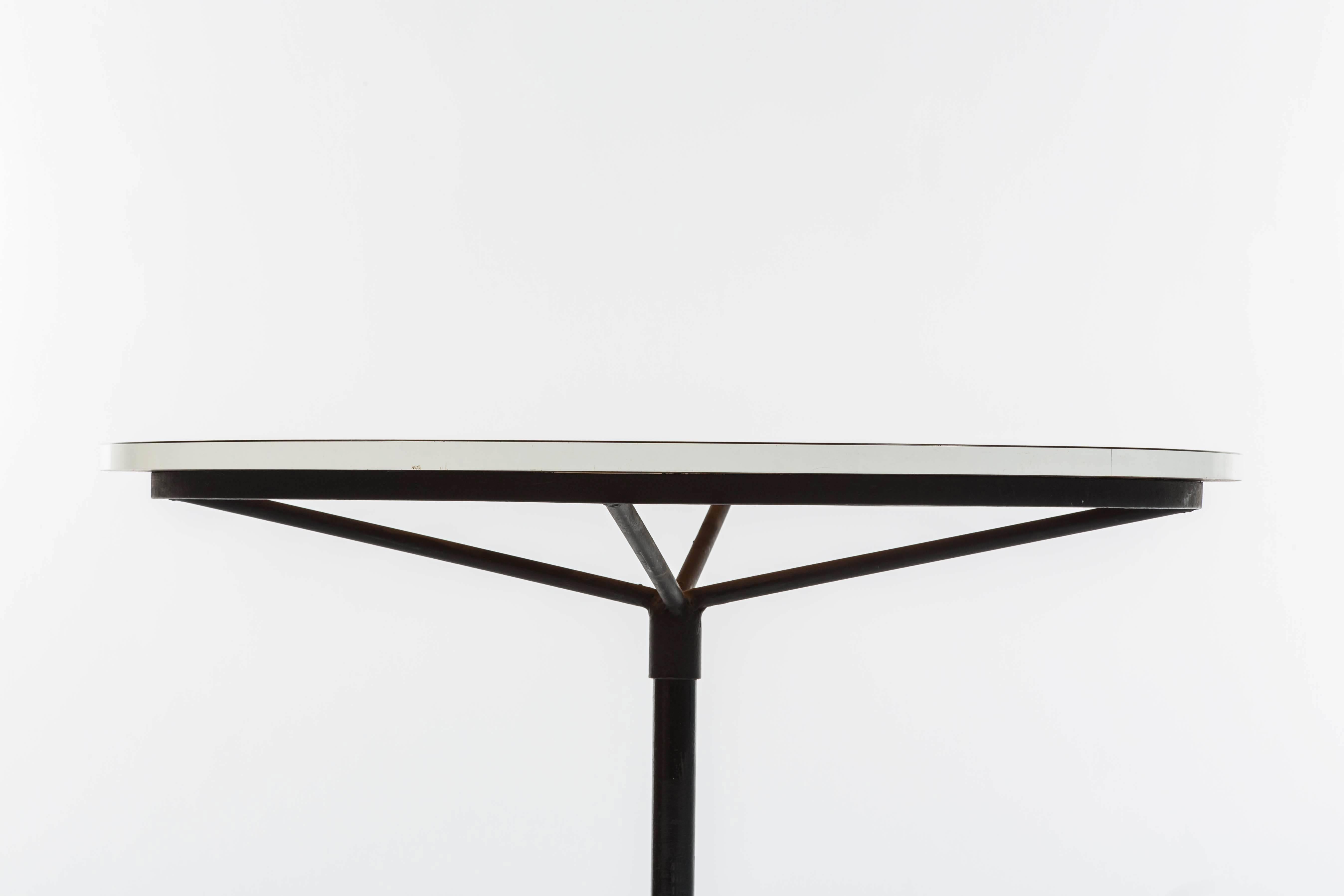 Mid-Century Iron Table with White Round Top In Good Condition In Chicago, IL