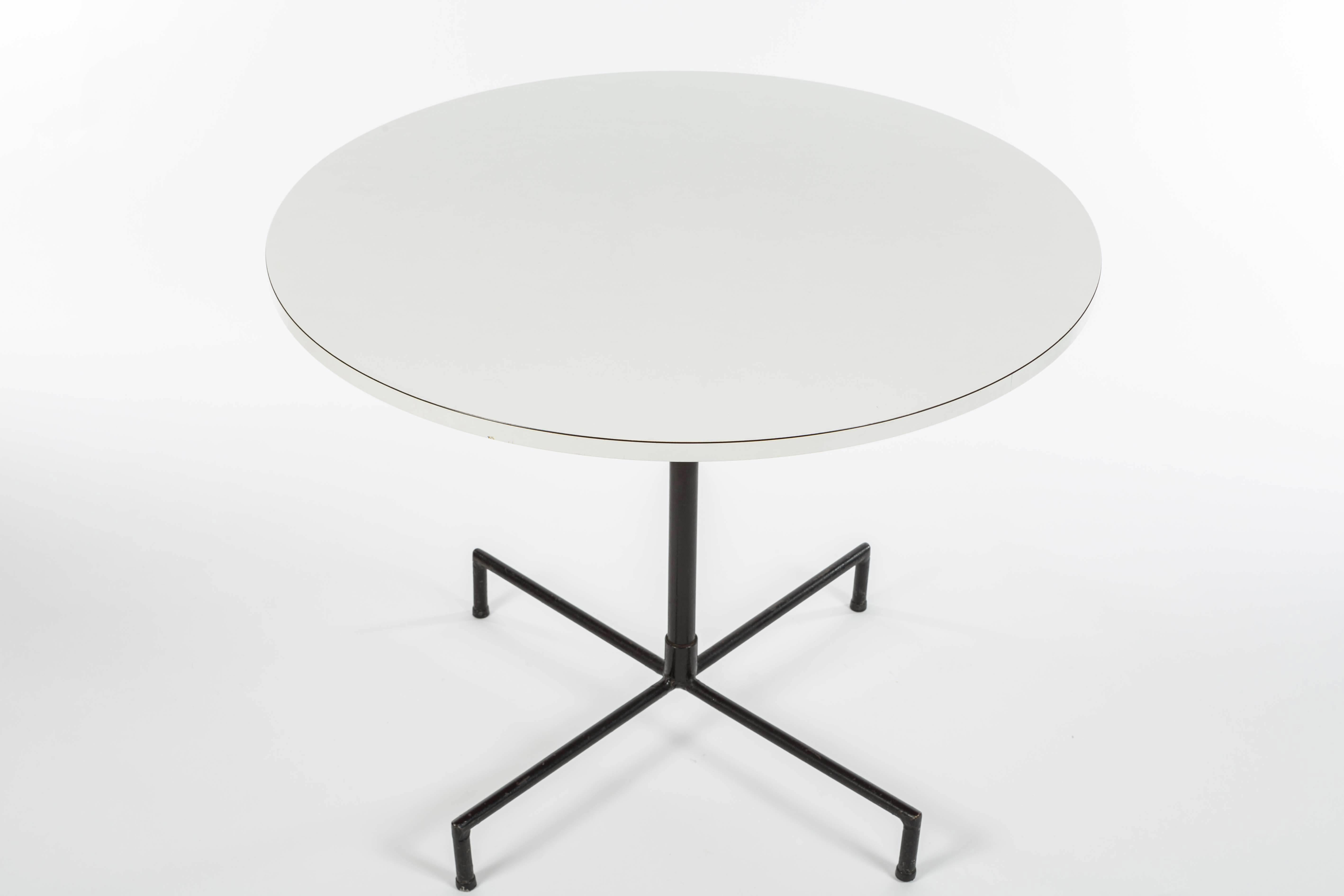 20th Century Mid-Century Iron Table with White Round Top