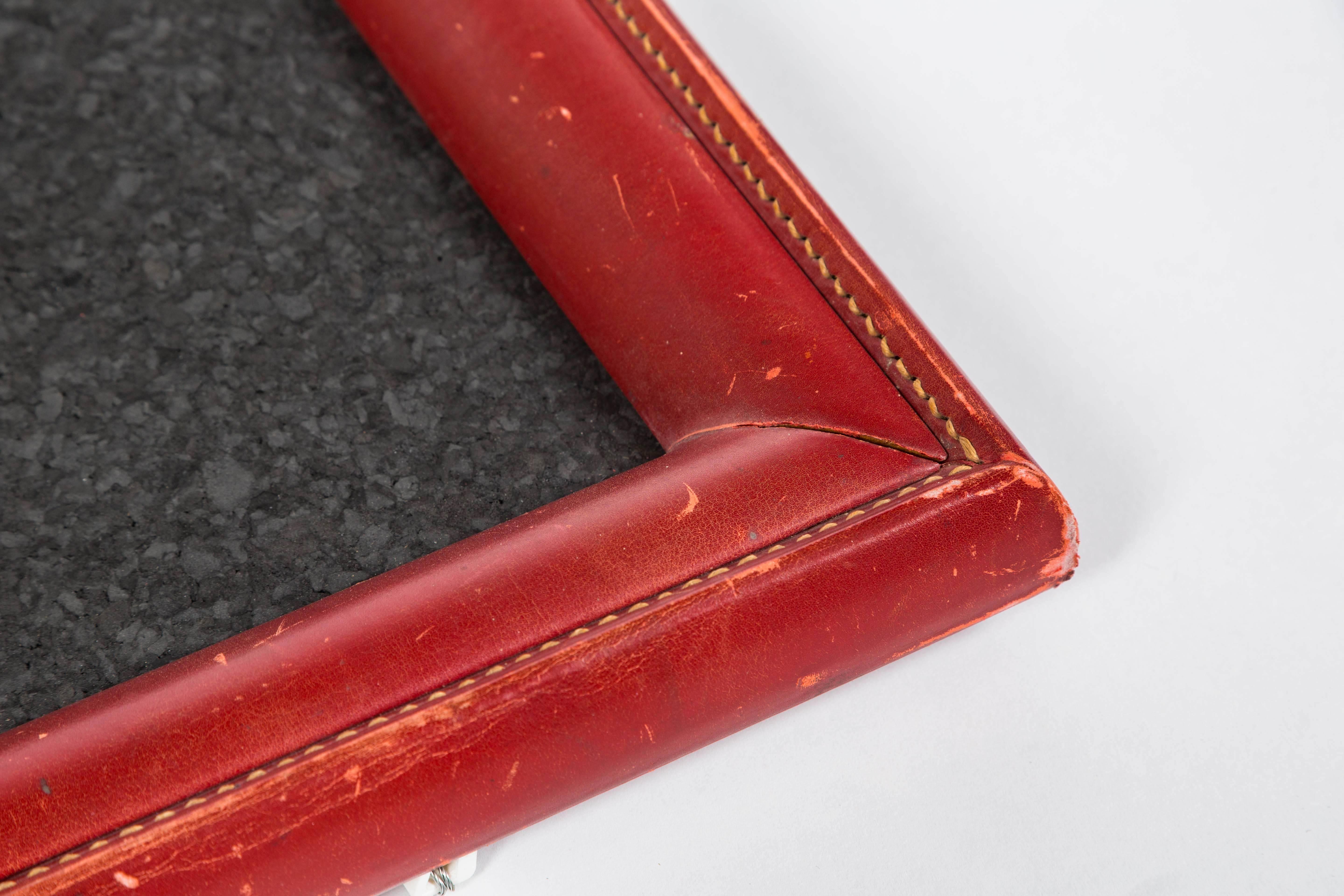 20th Century 1950s French Hand-Stitched Red Leather Frame For Sale