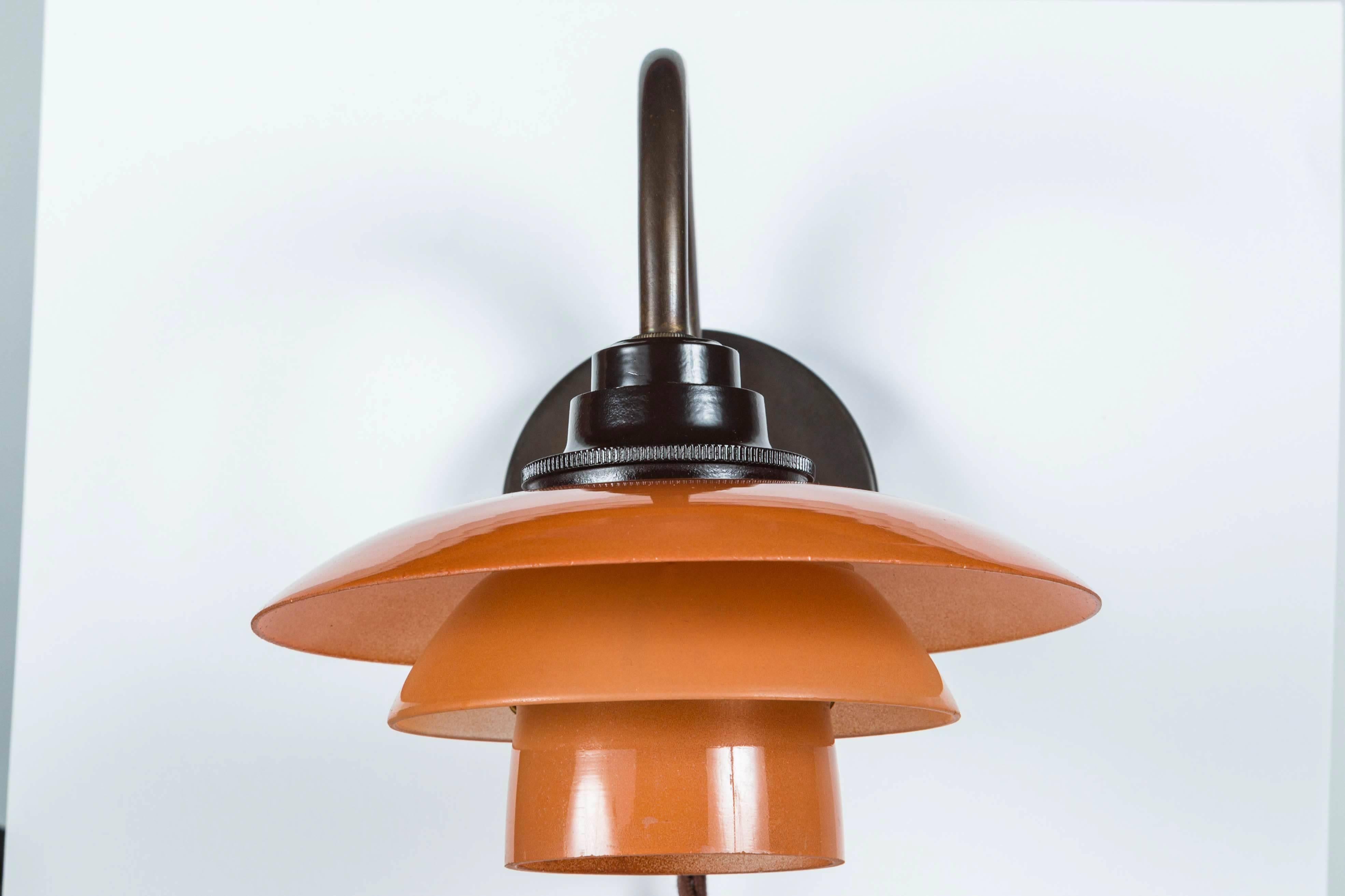 POUL HENNINGSEN DOWNWARD WALL LAMP, DENMARK, c. 1933 In Excellent Condition For Sale In Los Angeles, CA
