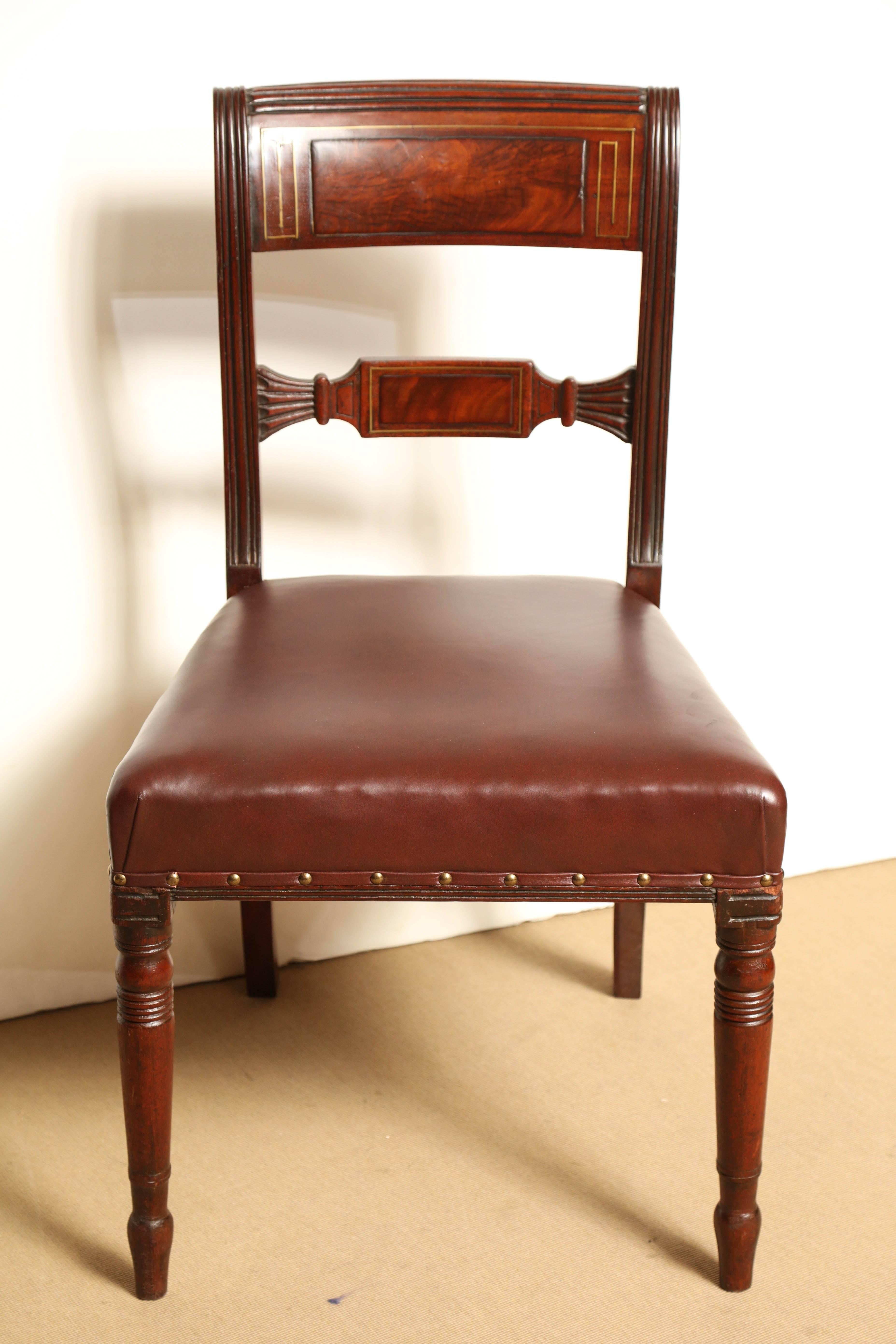 Mahogany Pair of Early 19th Century English Regency Side Chairs
