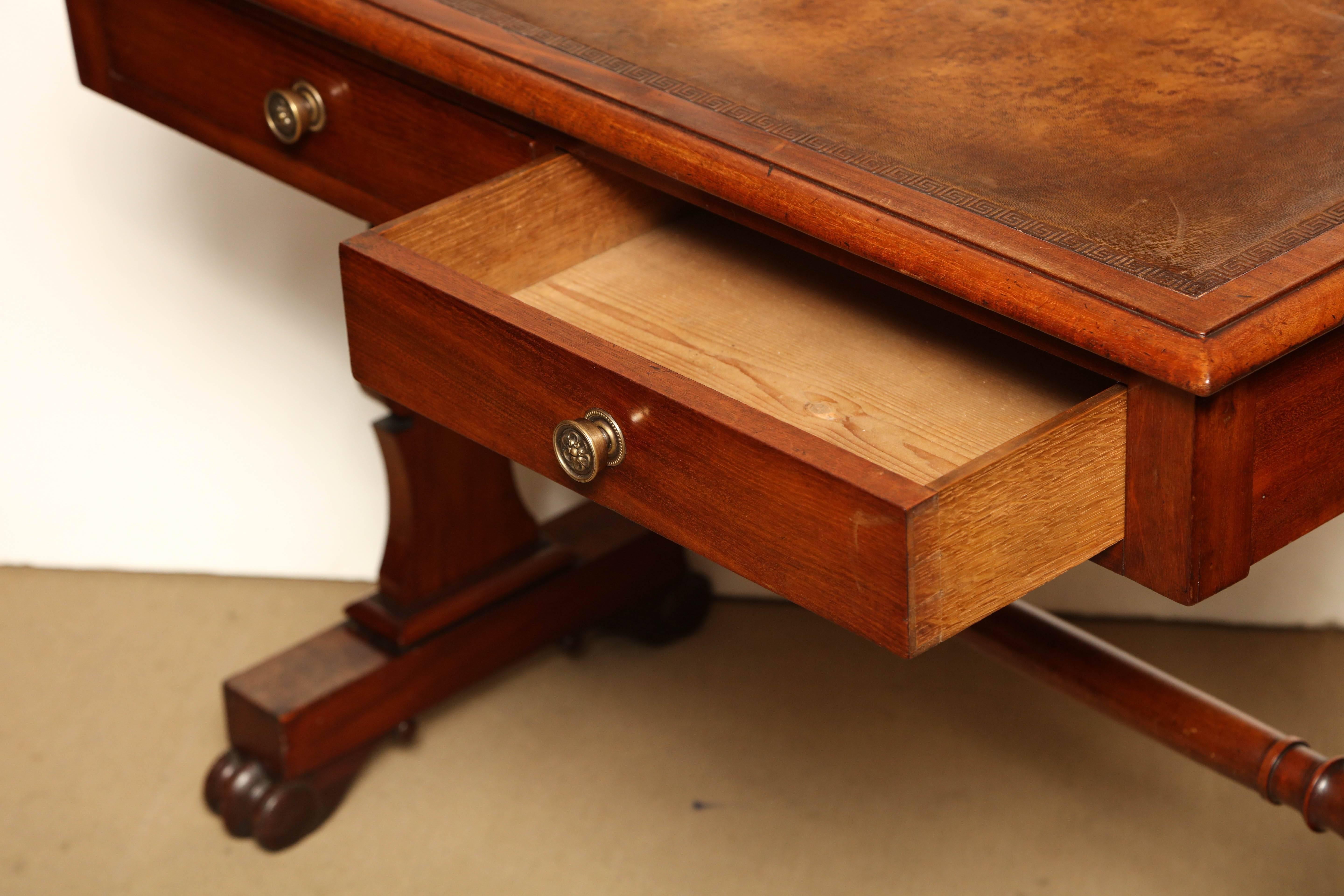 Mid-19th Century English, Mahogany and Leather Top Desk 1
