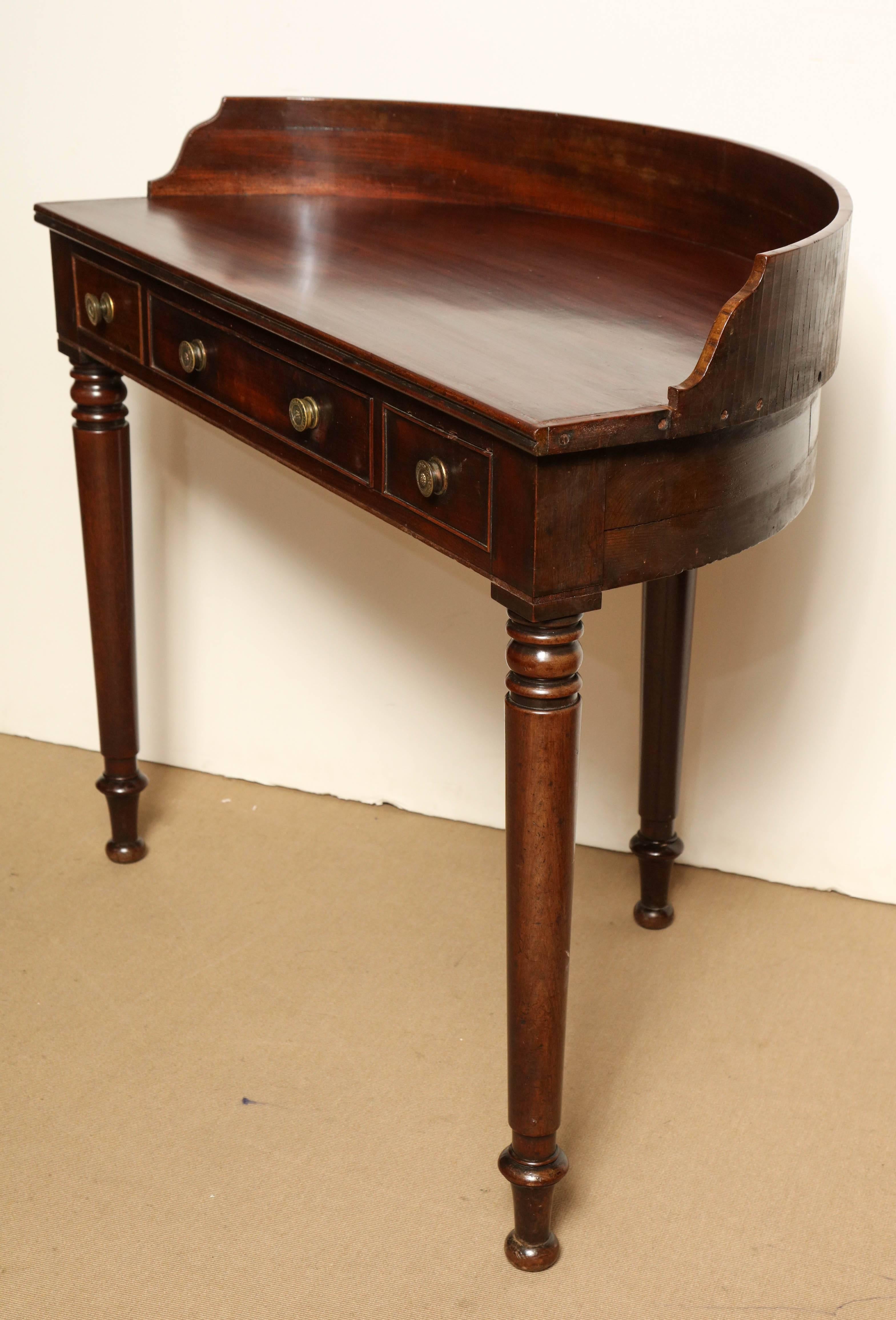 Mid-19th Century Irish, Reverse Demilune, Mahogany Desk 4