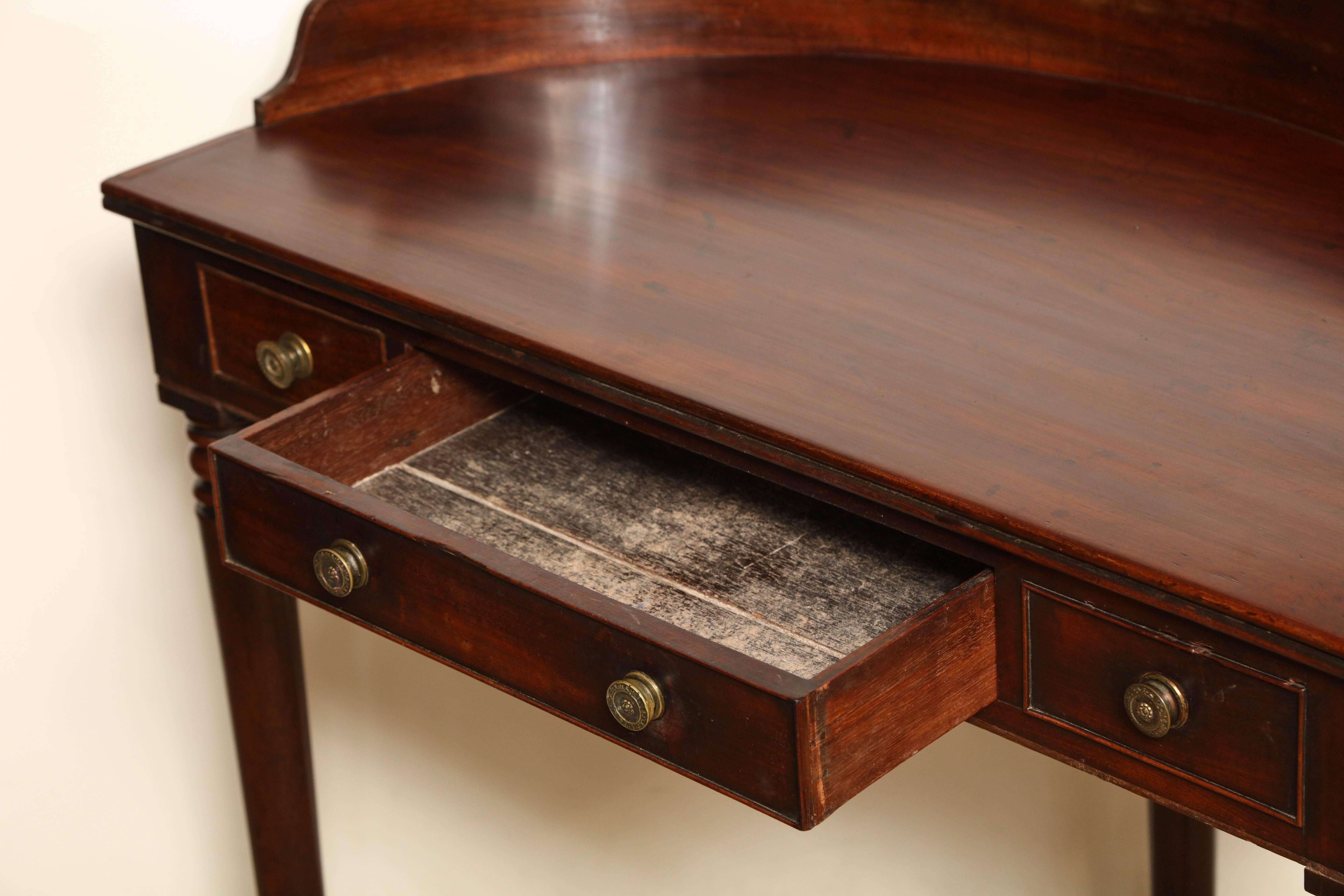 Mid-19th Century Irish, Reverse Demilune, Mahogany Desk 5