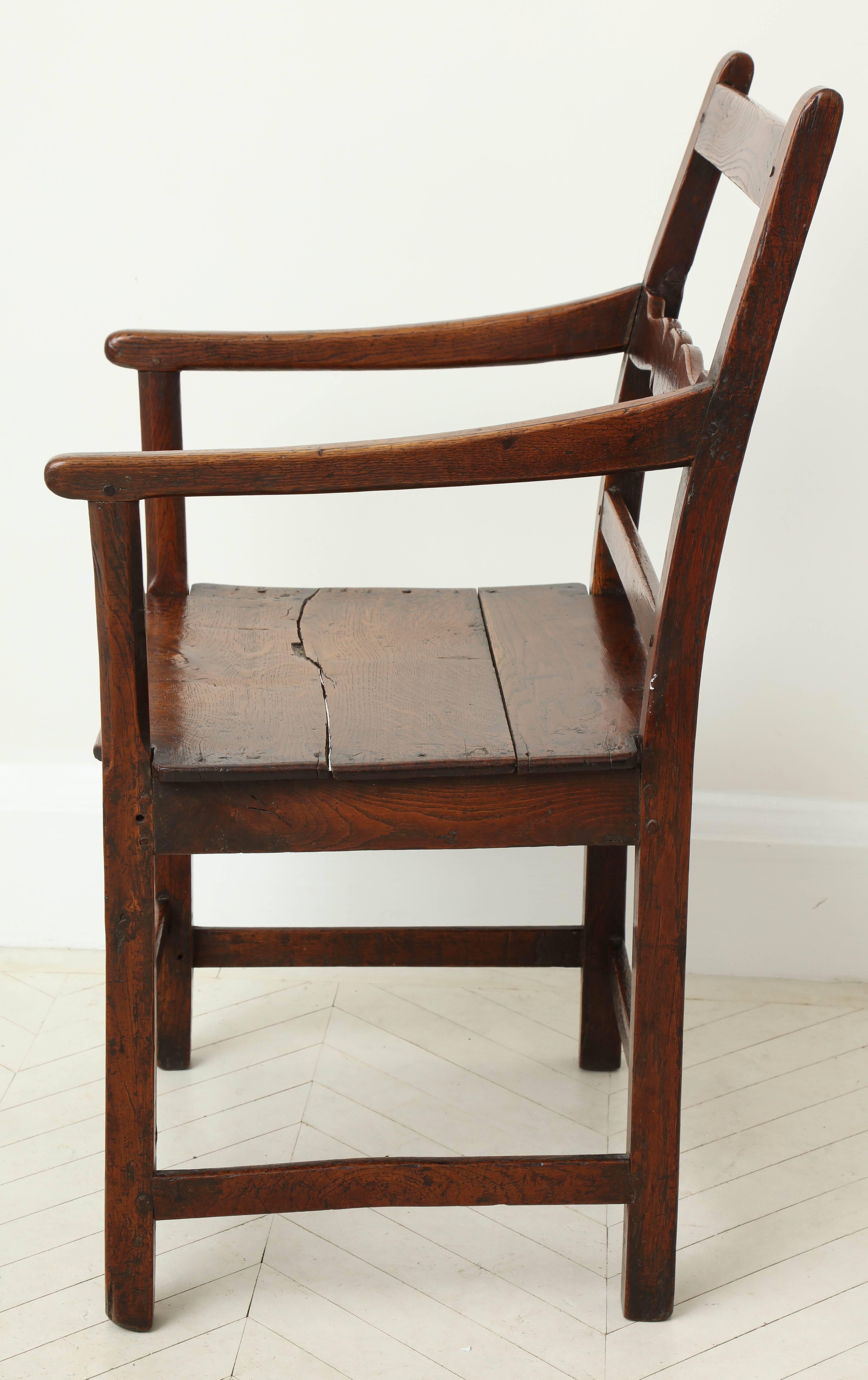 George III Oak Armchair In Good Condition In New York, NY