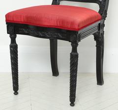 Anglo-Indian Carved Ebony Side Chair, Sri Lanka Galle District
