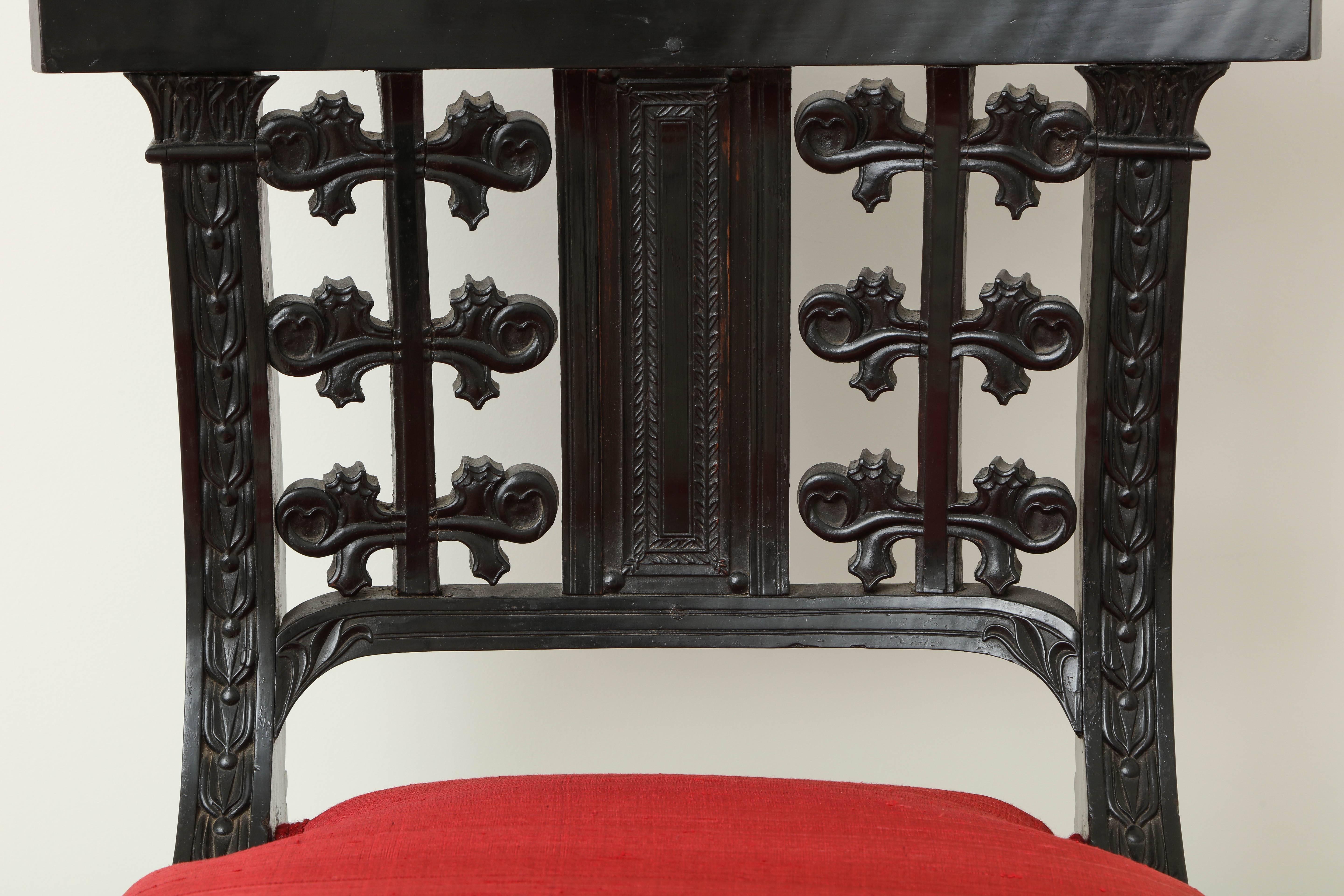 Sri Lankan Anglo-Indian Carved Ebony Side Chair, Sri Lanka Galle District For Sale