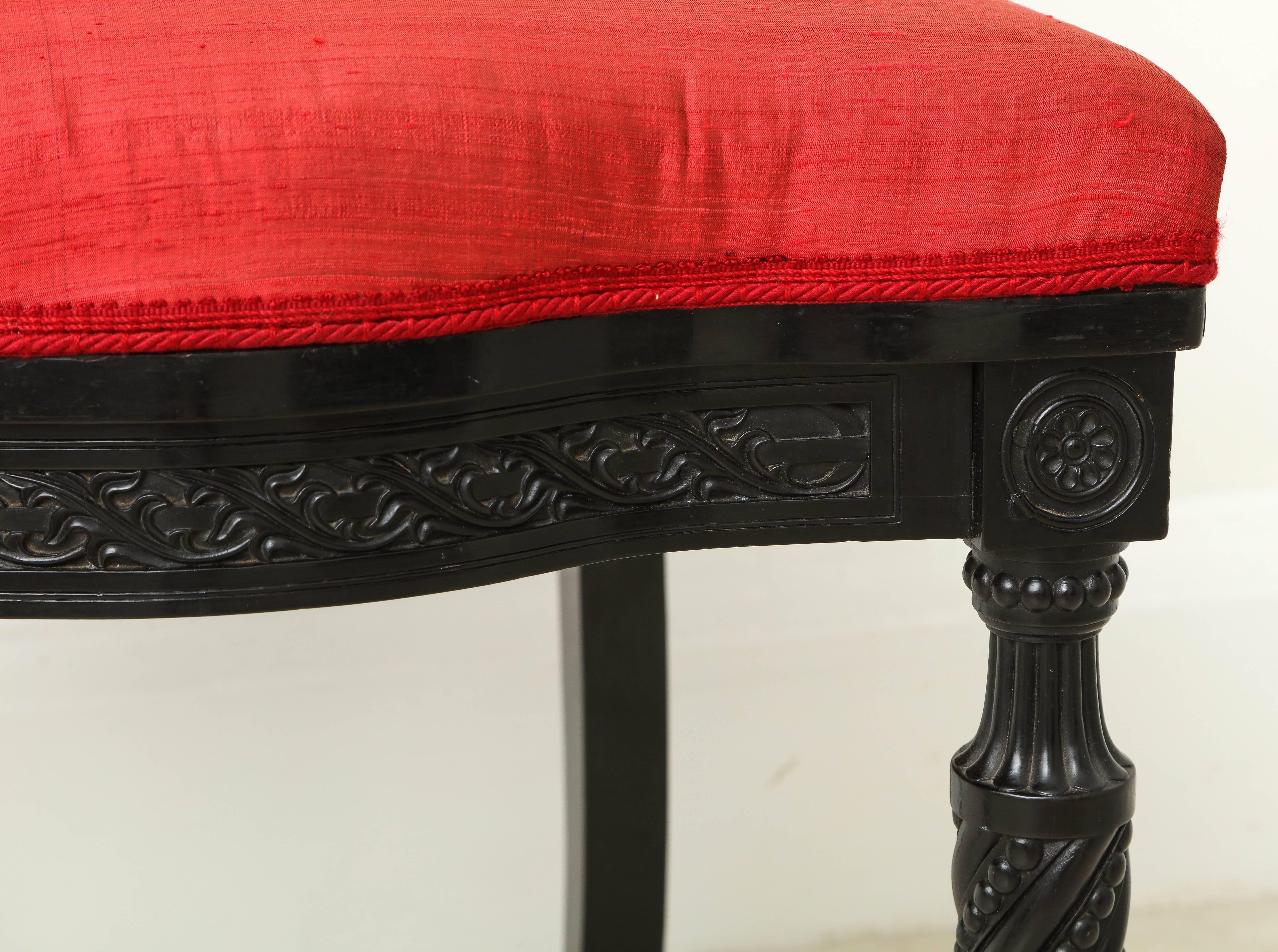 Anglo-Indian Carved Ebony Side Chair, Sri Lanka Galle District For Sale 1
