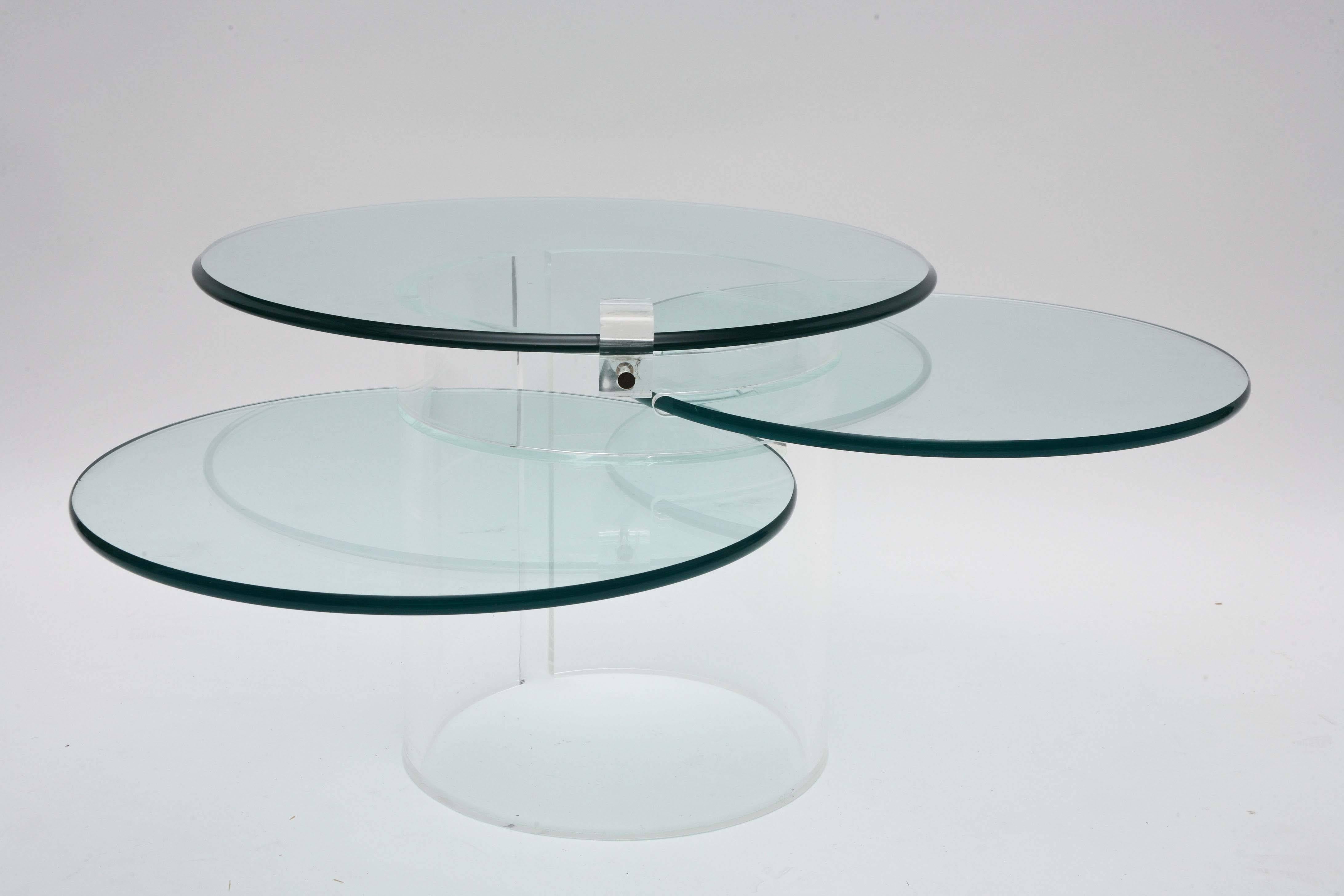 Mid-Century Modern Three-Tiered Lucite Coffee Table, 1970s, USA For Sale