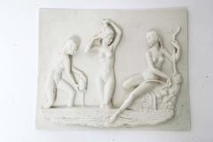 Vintage Art Deco German Carl Werner Bisque Sculptural Female Nudes Plaque