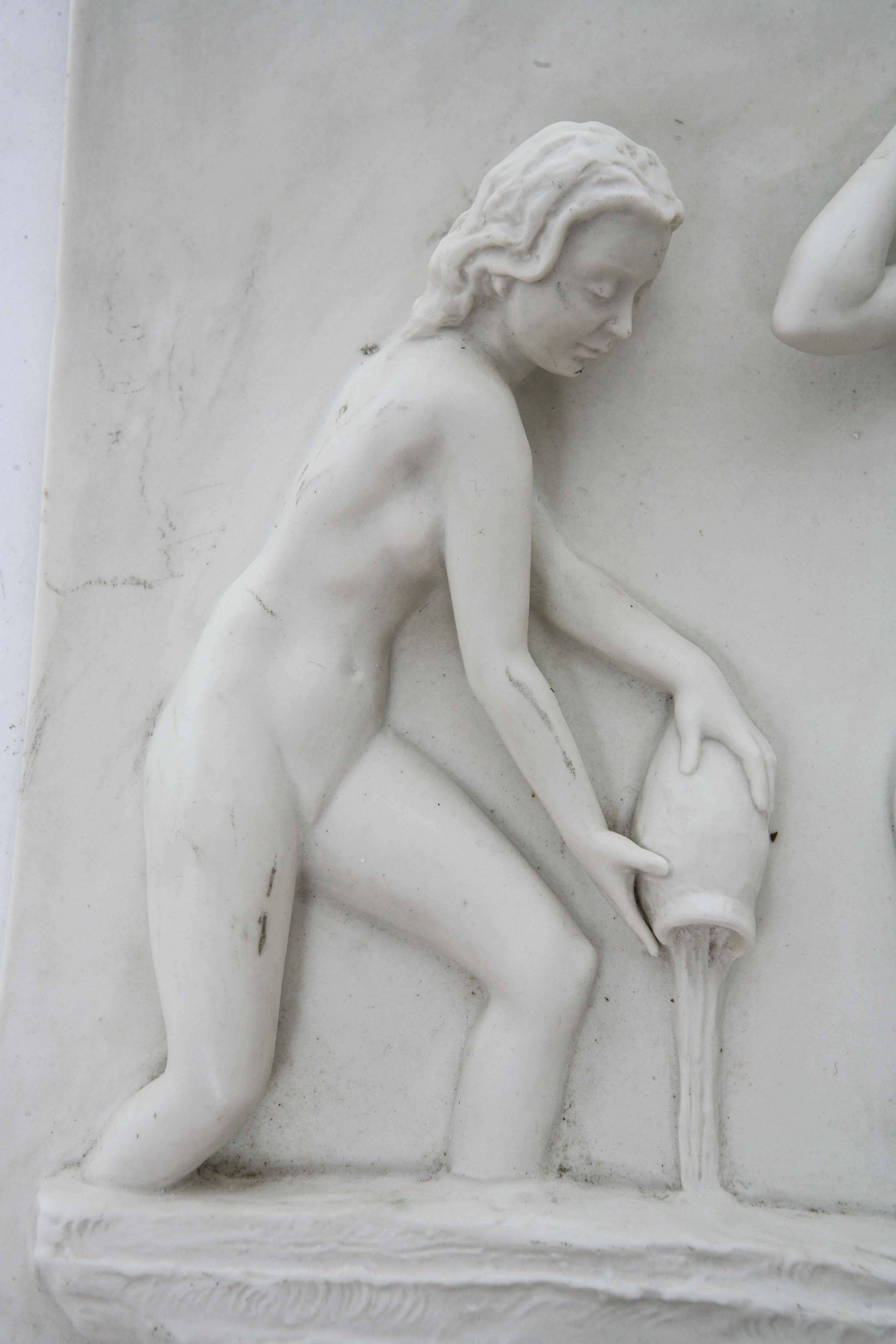 20th Century Vintage Art Deco German Carl Werner Bisque Sculptural Female Nudes Plaque