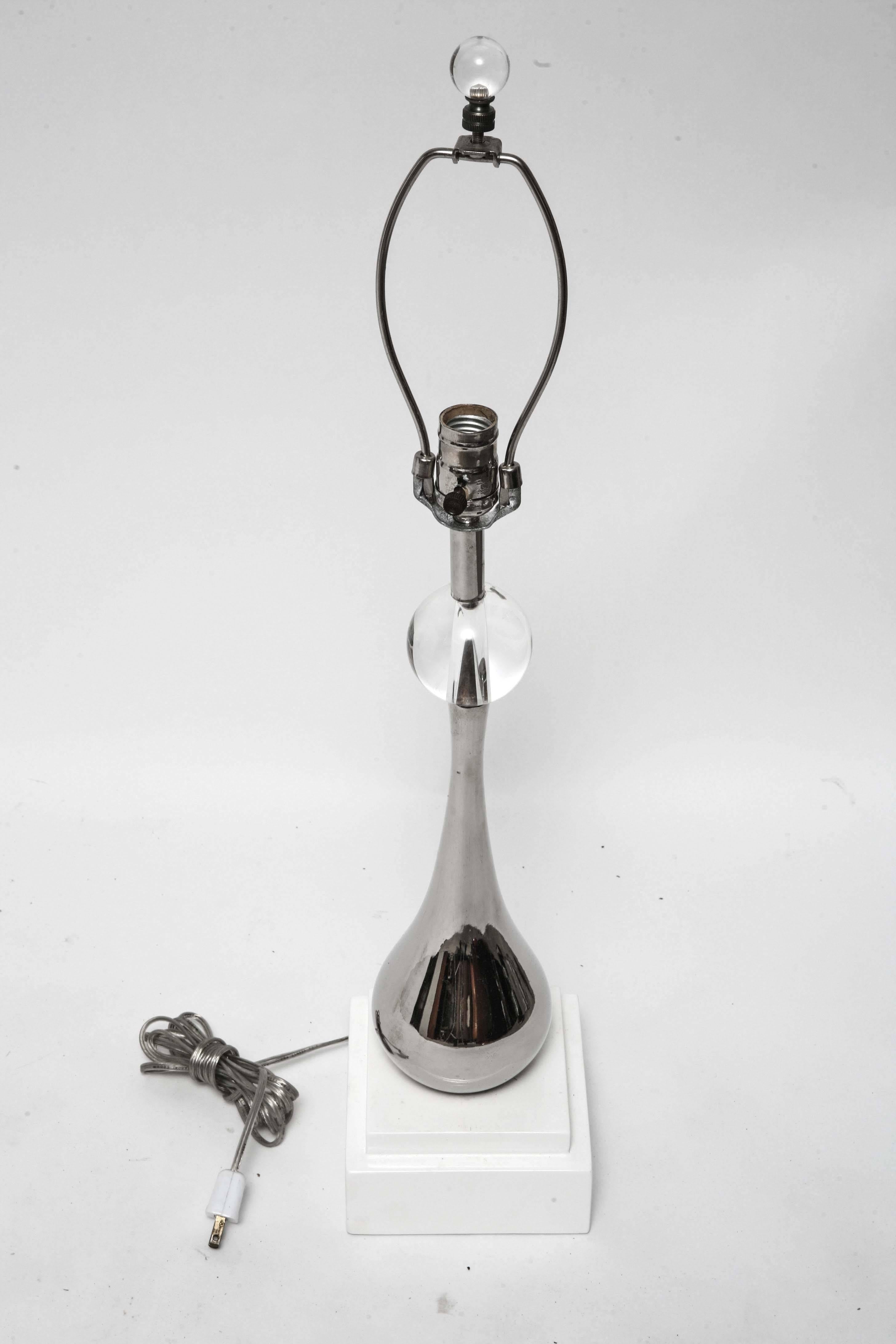Crystal Mid-Century Modern Hollywood Regency Tommi Parzinger Style Teardrop Table Lamps
