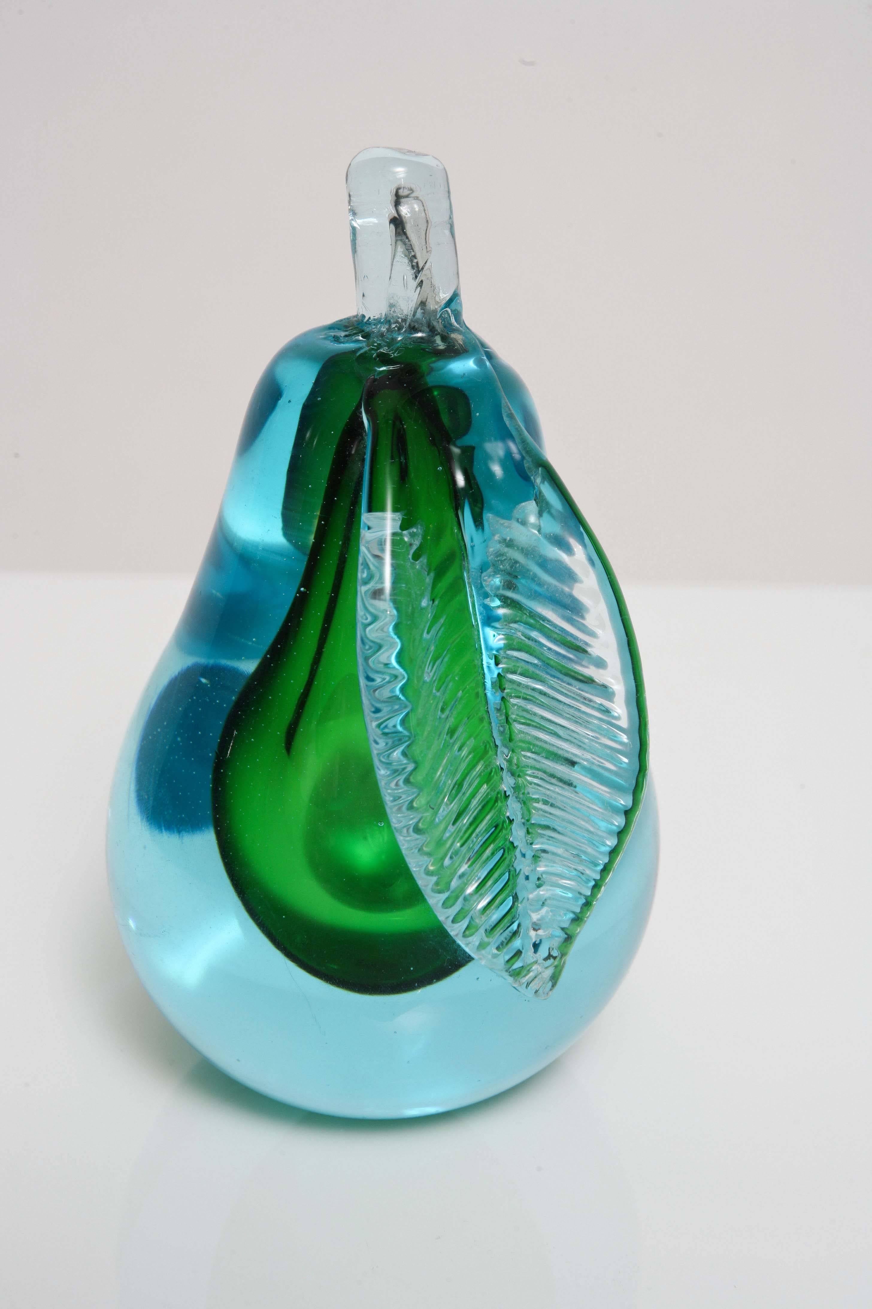 20th Century Mid-Century Modern Italian Murano Alfredo Barbini Glass Bookends Pear / Apple