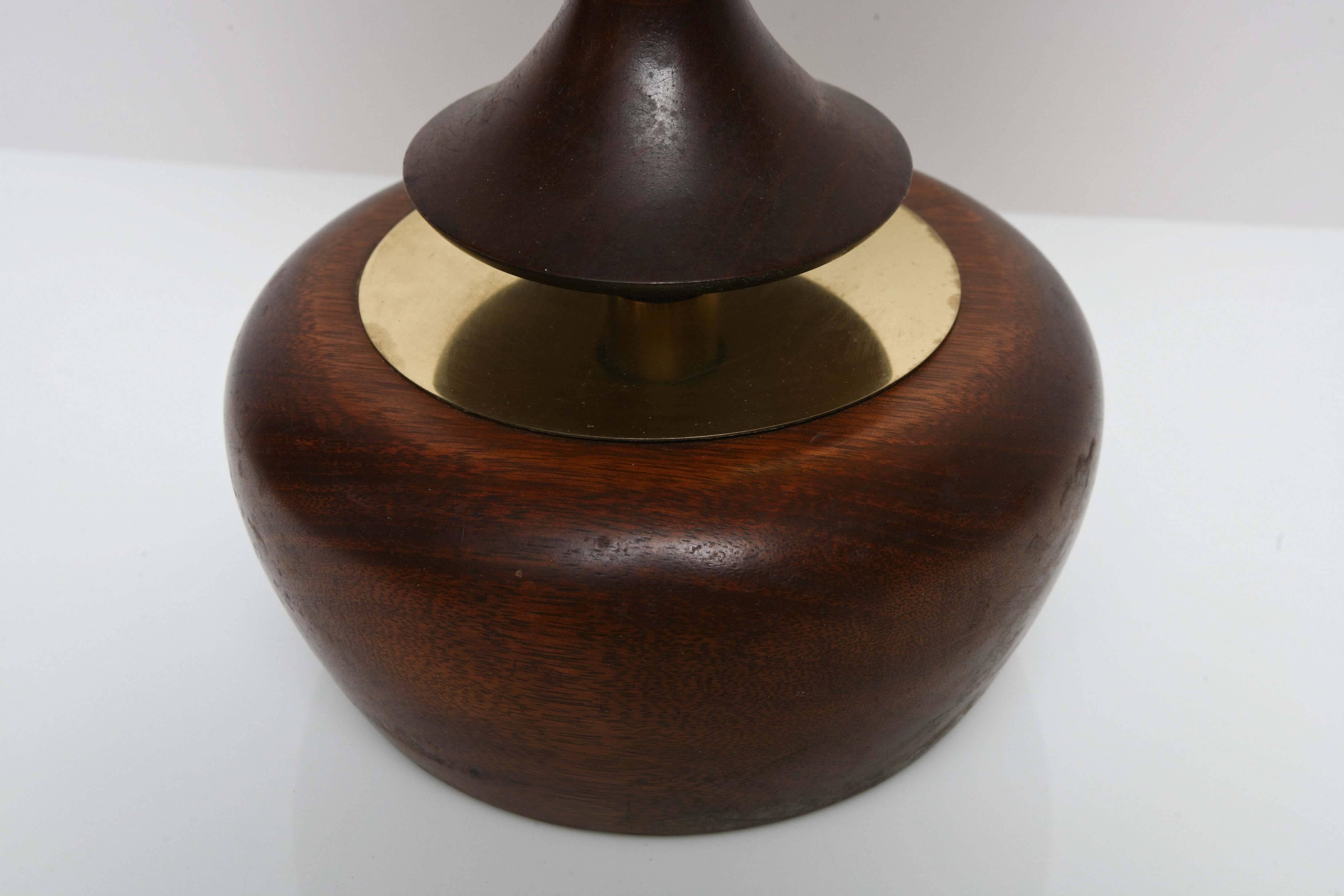 Scandinavian Modern Pair of Mid-Century Danish Modern Myrtle / Brass Teardrop Modeline Table Lamps