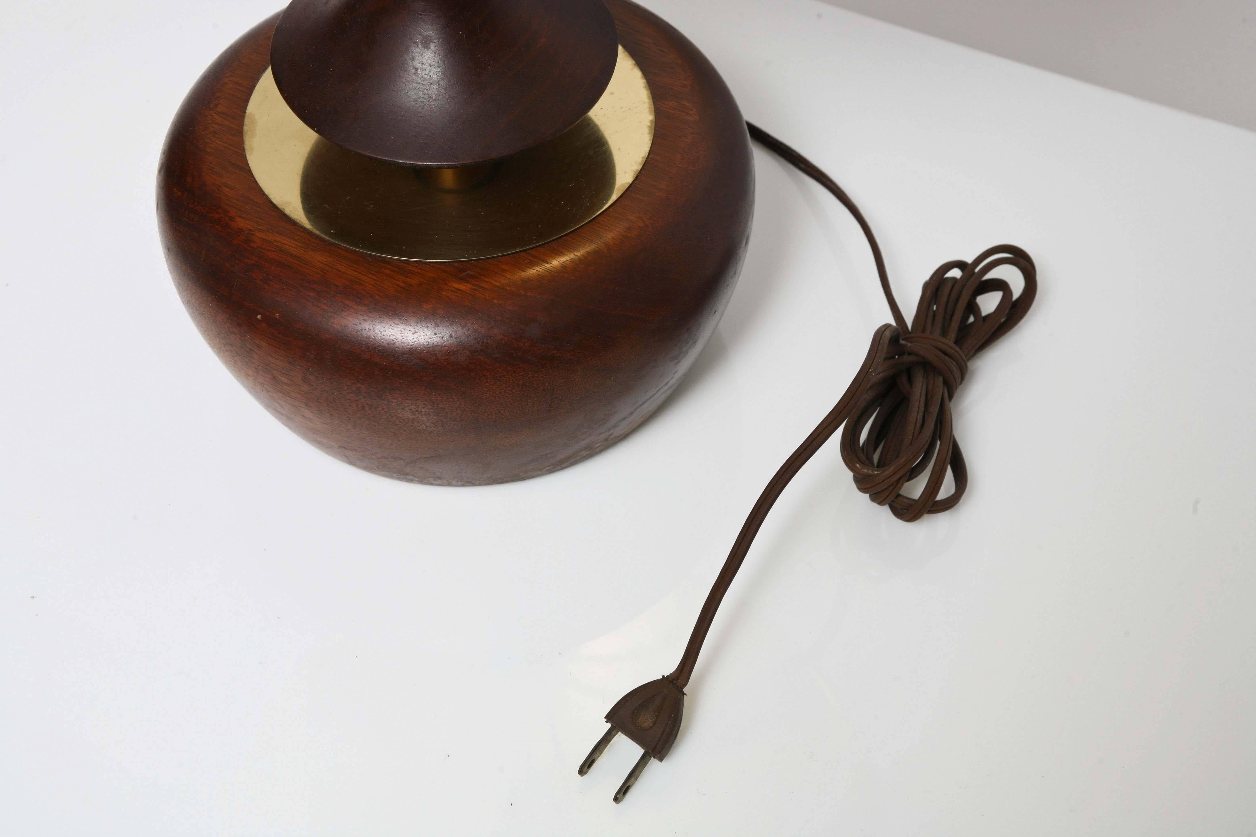 20th Century Pair of Mid-Century Danish Modern Myrtle / Brass Teardrop Modeline Table Lamps
