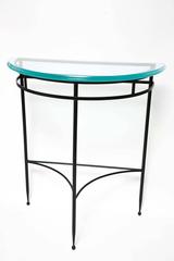 Mid-Century Modern French Raymond Subes Style Iron Demilune Console / Mirror