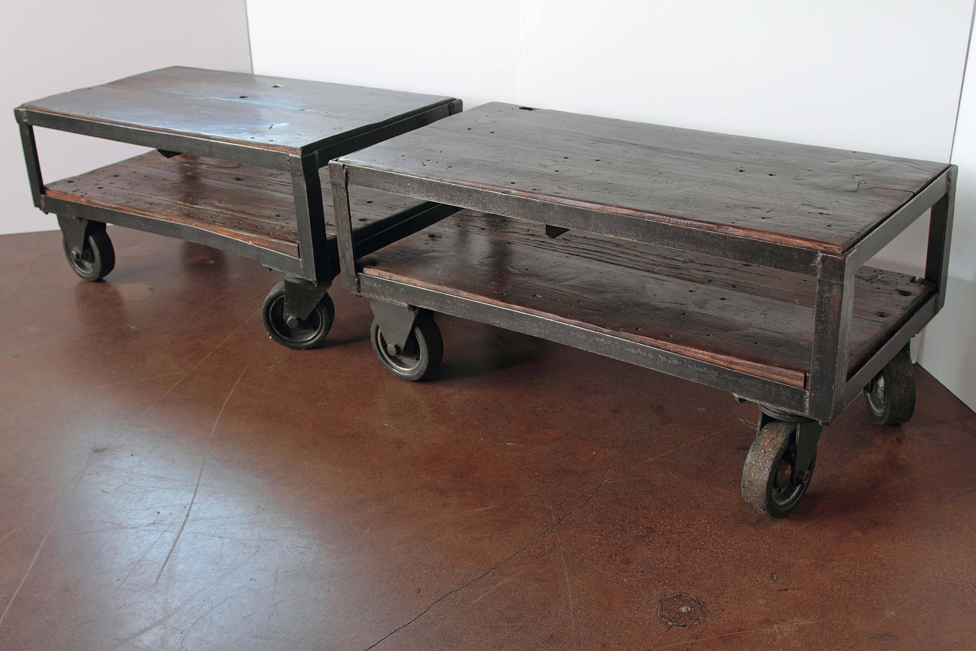 Industrial French Factory Cart Table, circa 1940s In Good Condition In Dallas, TX