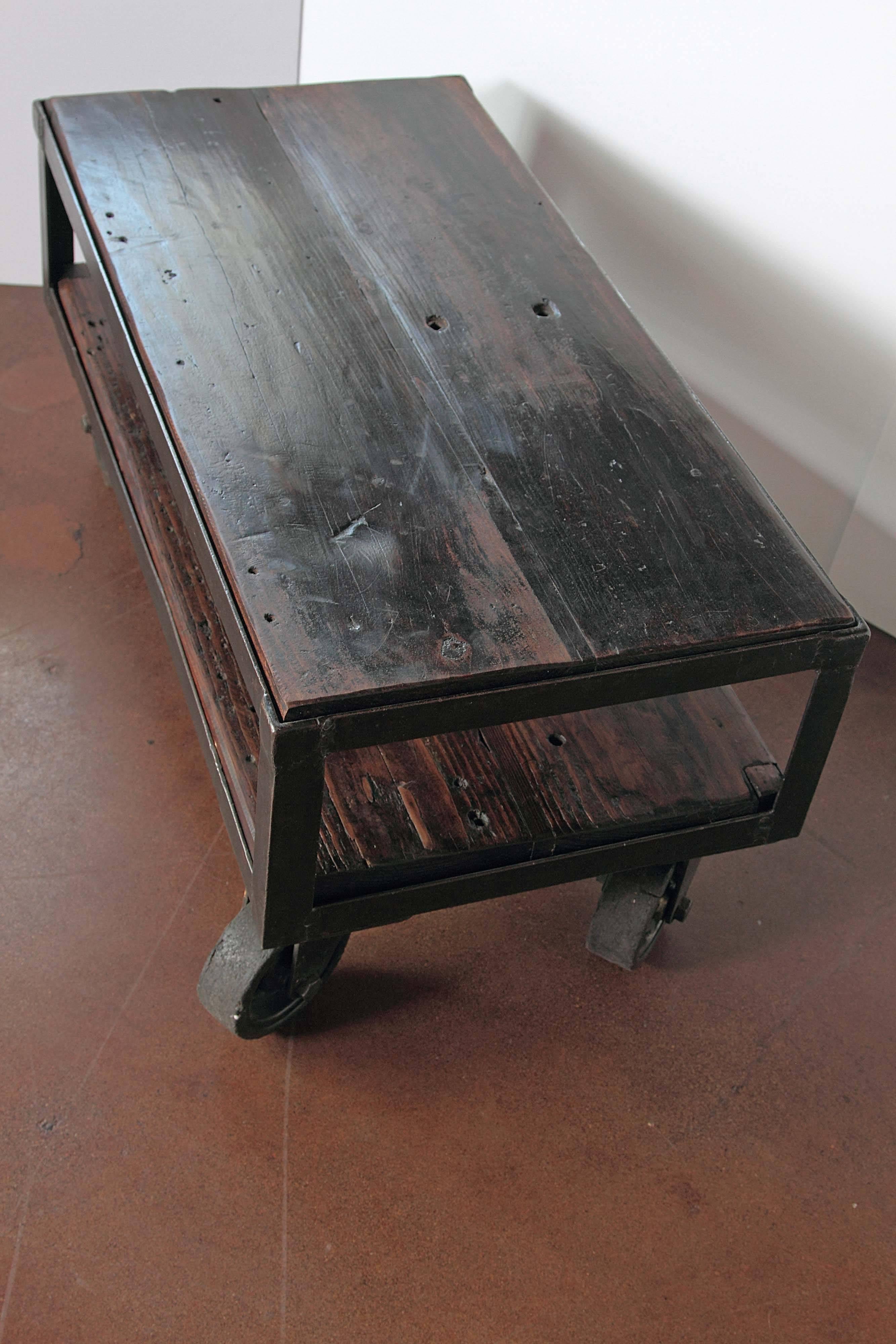 Industrial French Factory Cart Table, circa 1940s 1