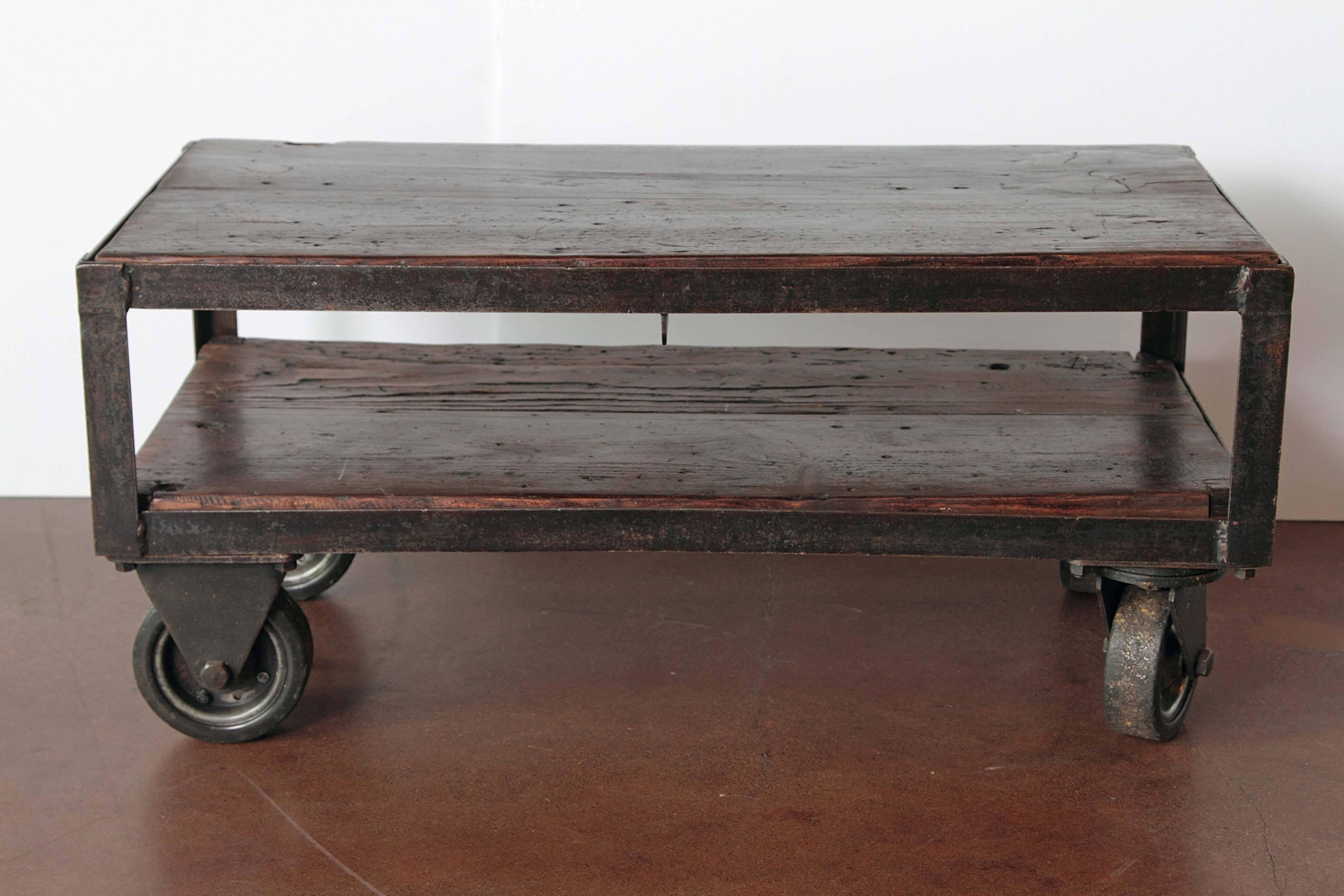 Industrial French Factory Cart Table, circa 1940s 2