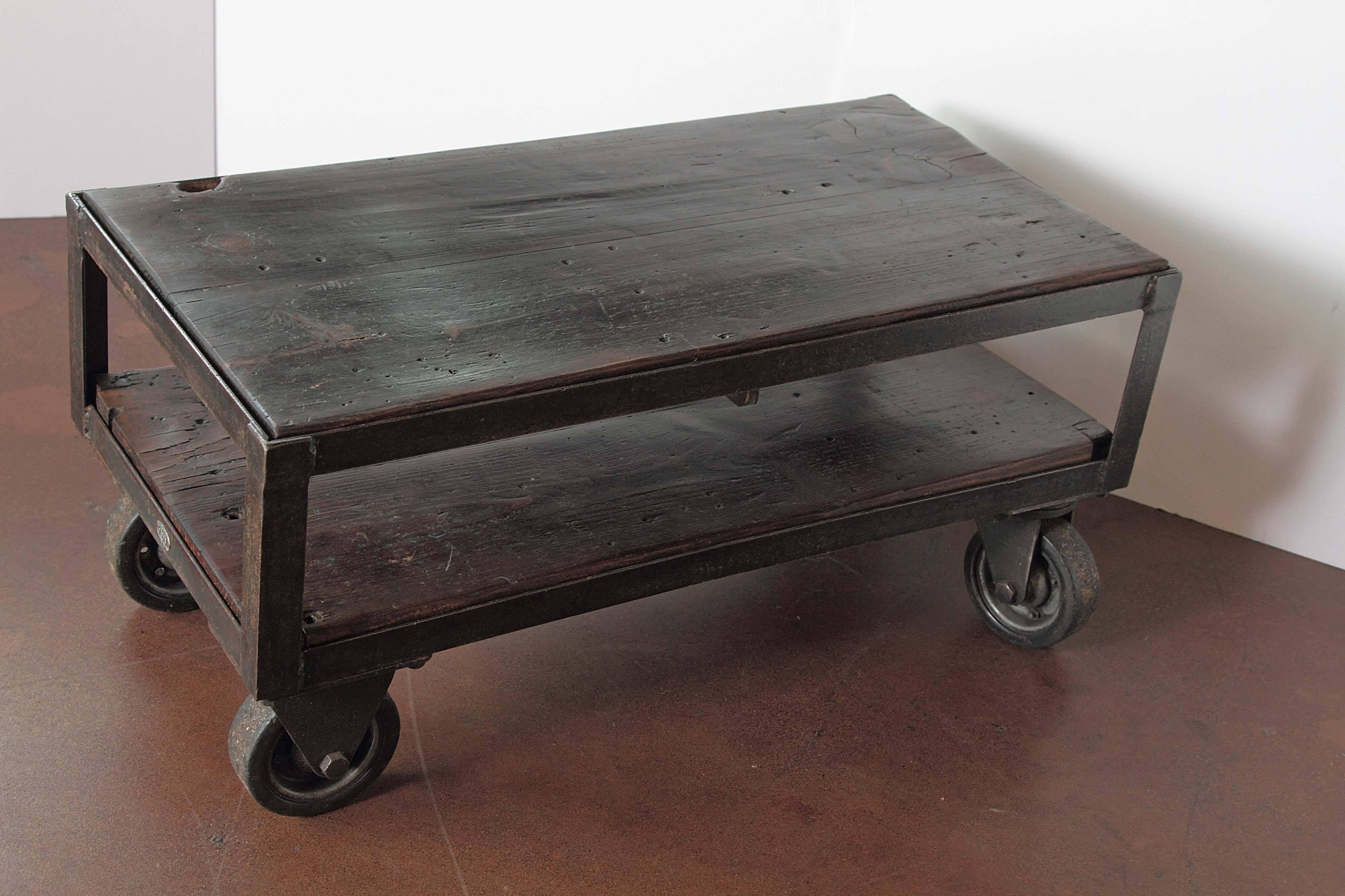 Industrial French Factory Cart Table, circa 1940s 4
