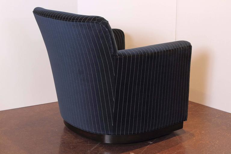 Navy Stripe Swivel Chair at 1stDibs