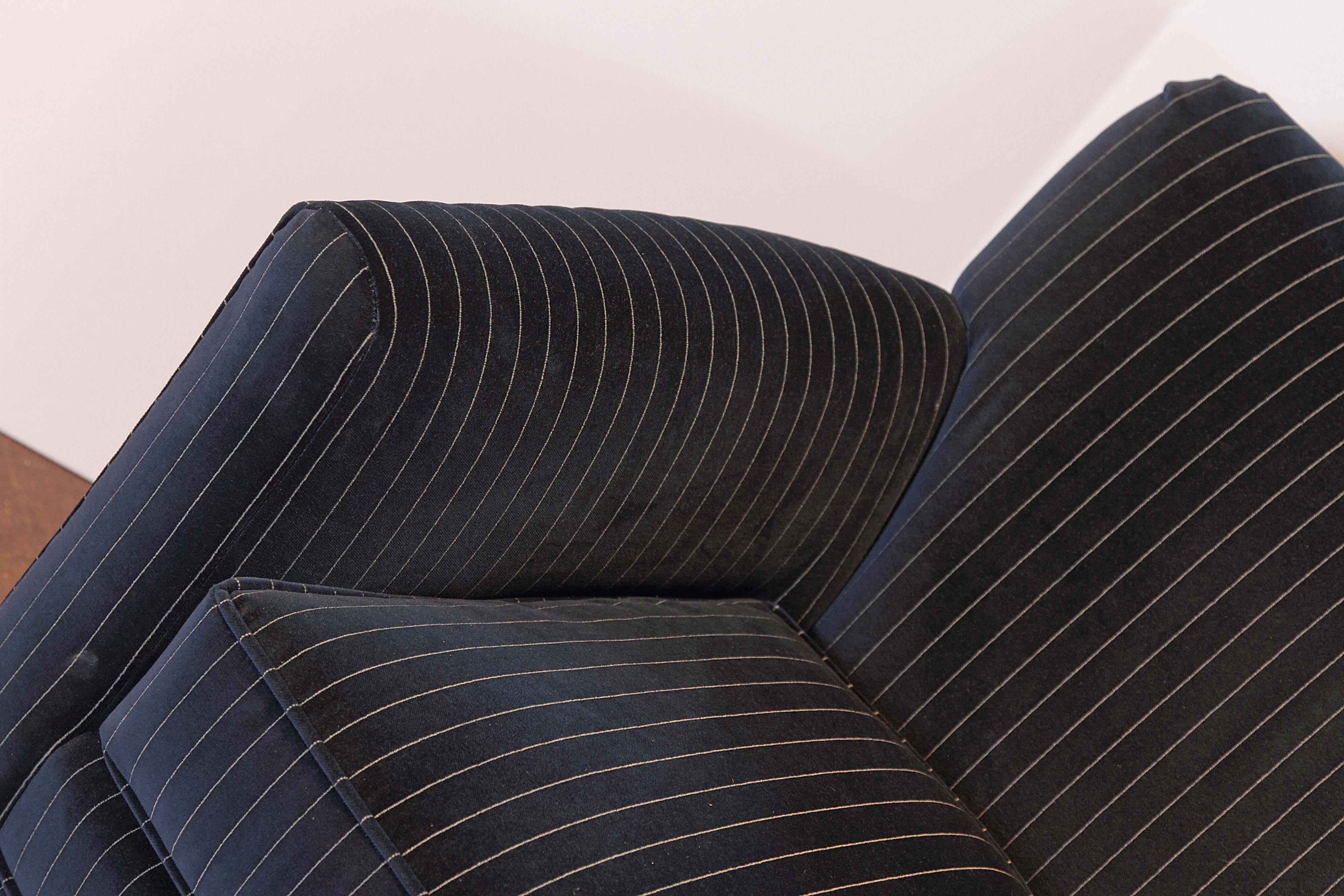 Contemporary Navy Stripe Swivel Chair