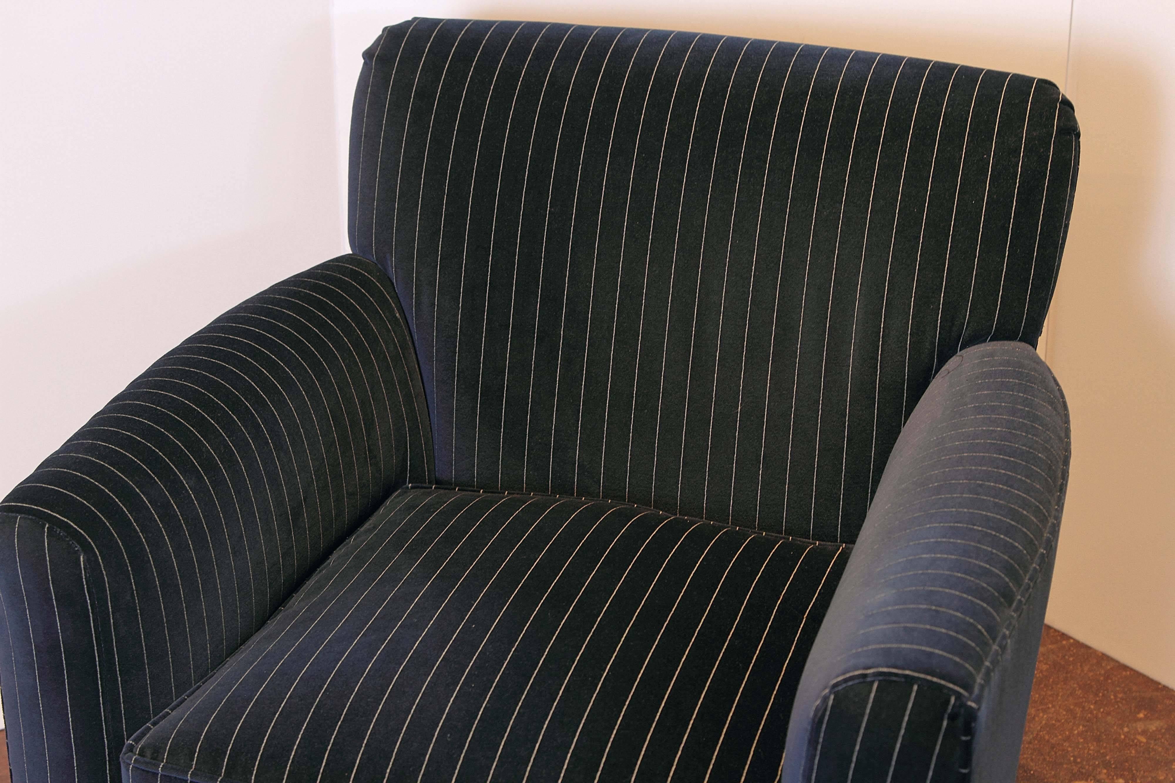 Navy Stripe Swivel Chair 1