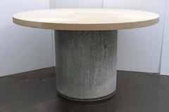Industrial Galvanized Metal and Limestone Garden Table