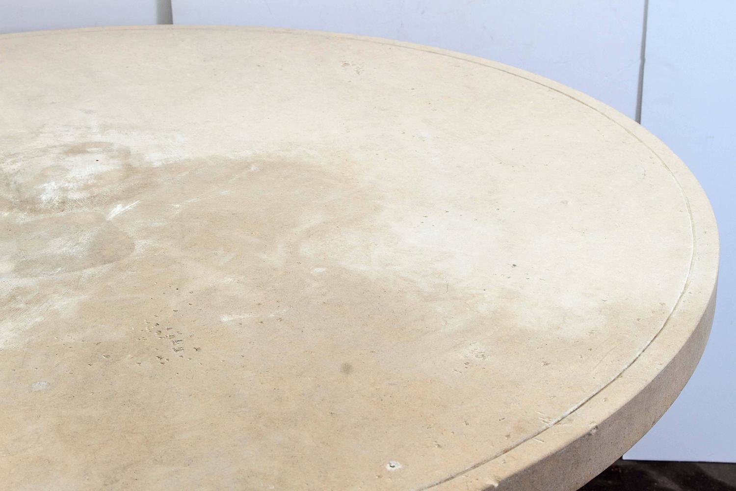 Industrial Galvanized Metal and Limestone Garden Table For Sale at 1stdibs