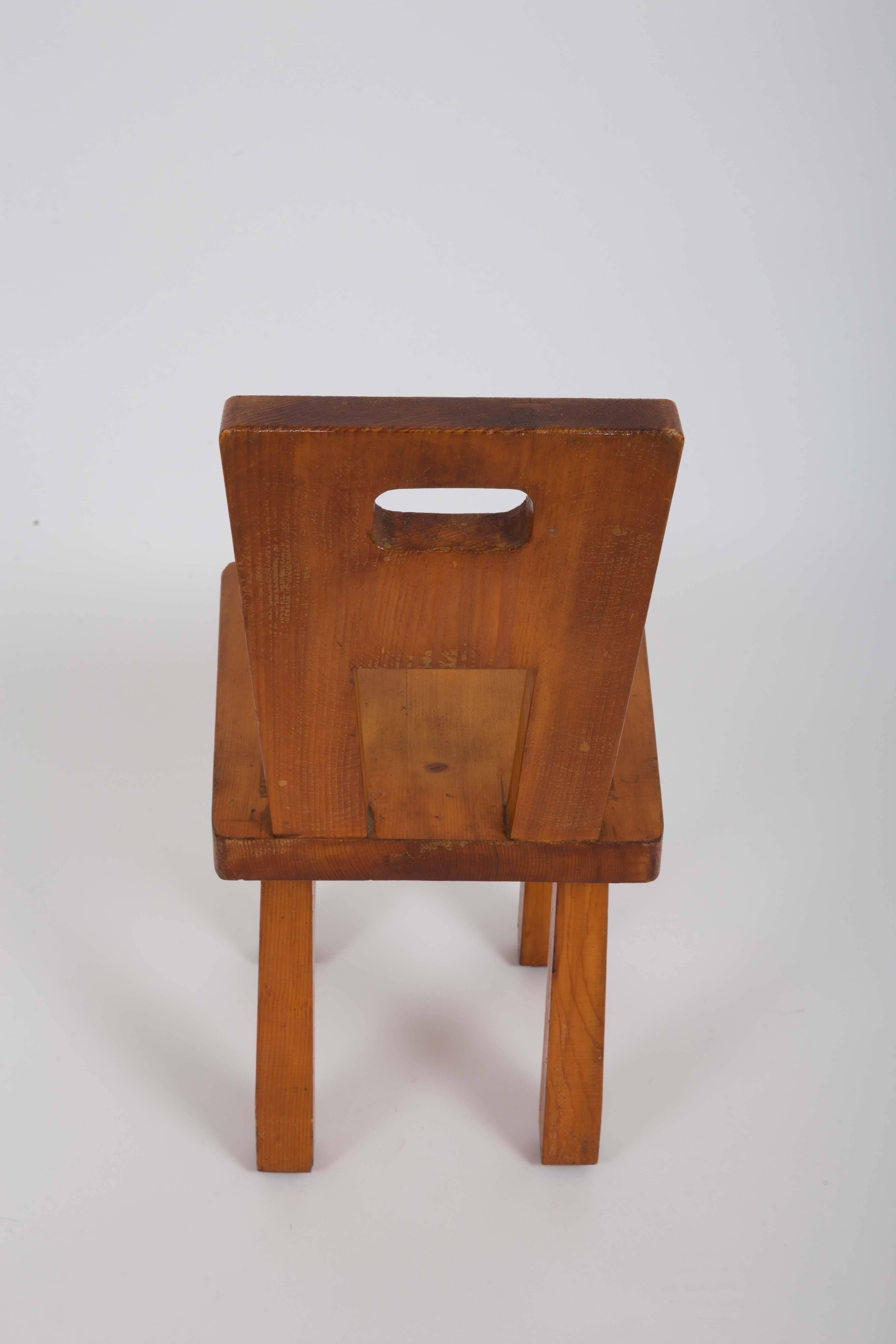 Mid-20th Century Set of Six Rustic Wooden Dining Chairs
