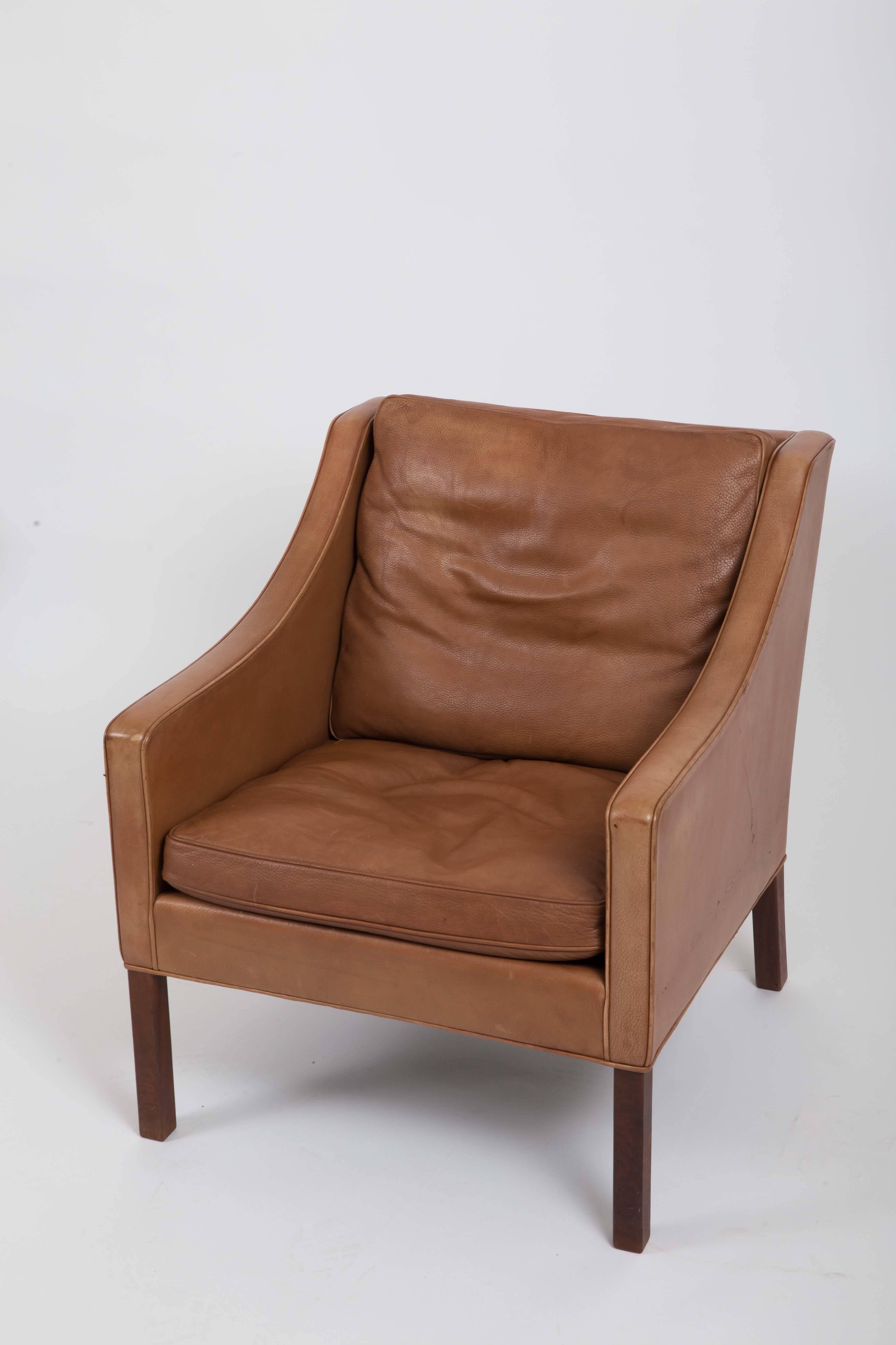 Pair of Børge Mogensen Leather Chairs In Excellent Condition In New York City, NY