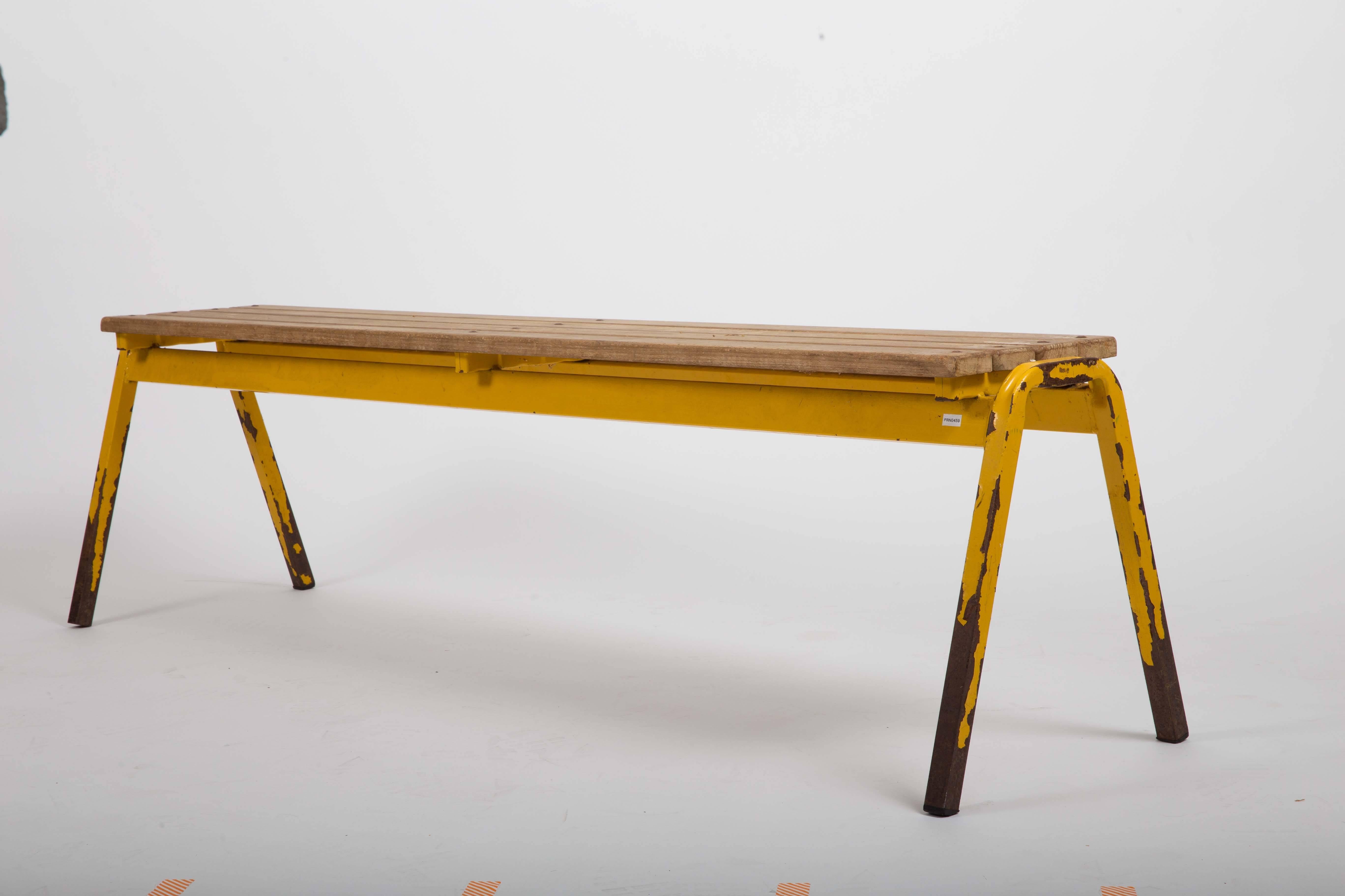 Vintage French Industrial School Bench 2