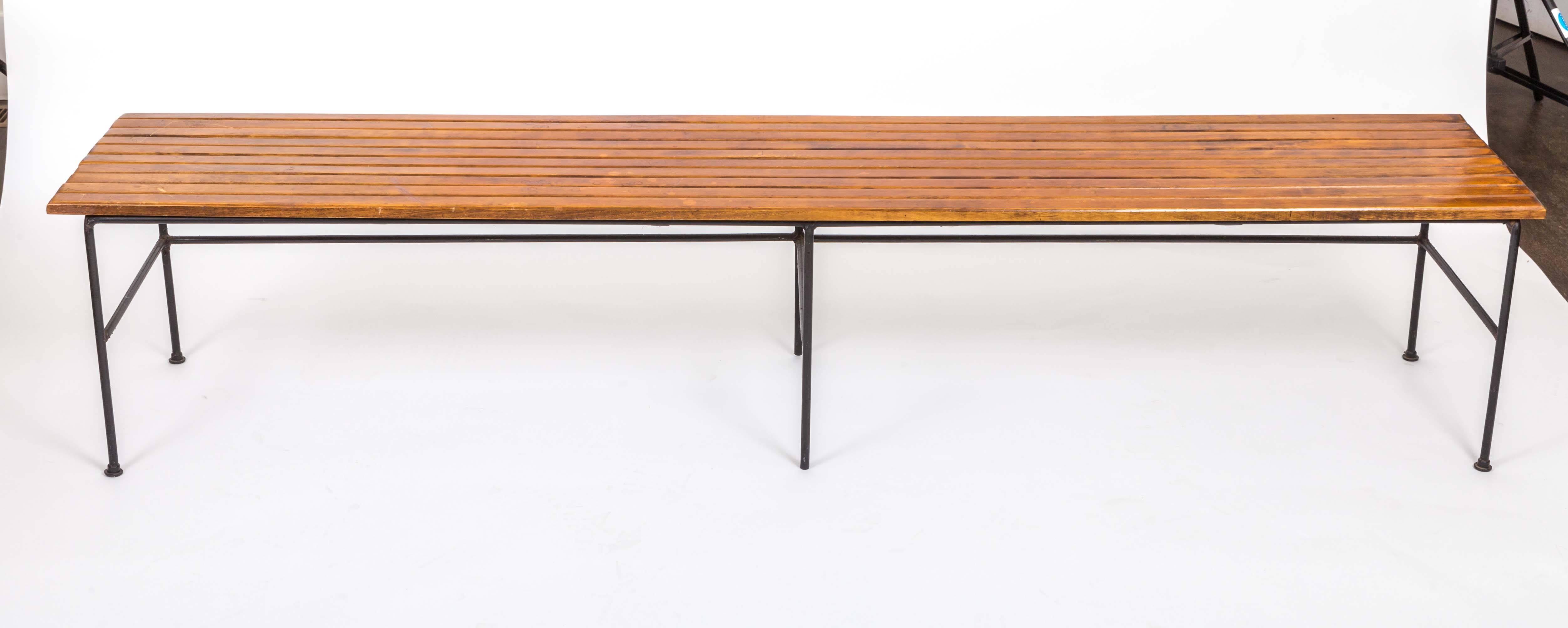 Wooden Slatted Bench by Arthur Umanoff In Excellent Condition In New York City, NY