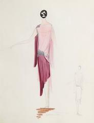 Original 1920s French Fashion Illustration of a Premet Dress