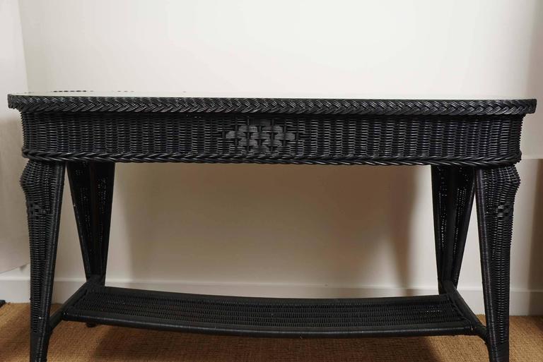 Black Wicker Sofa Table at 1stdibs
