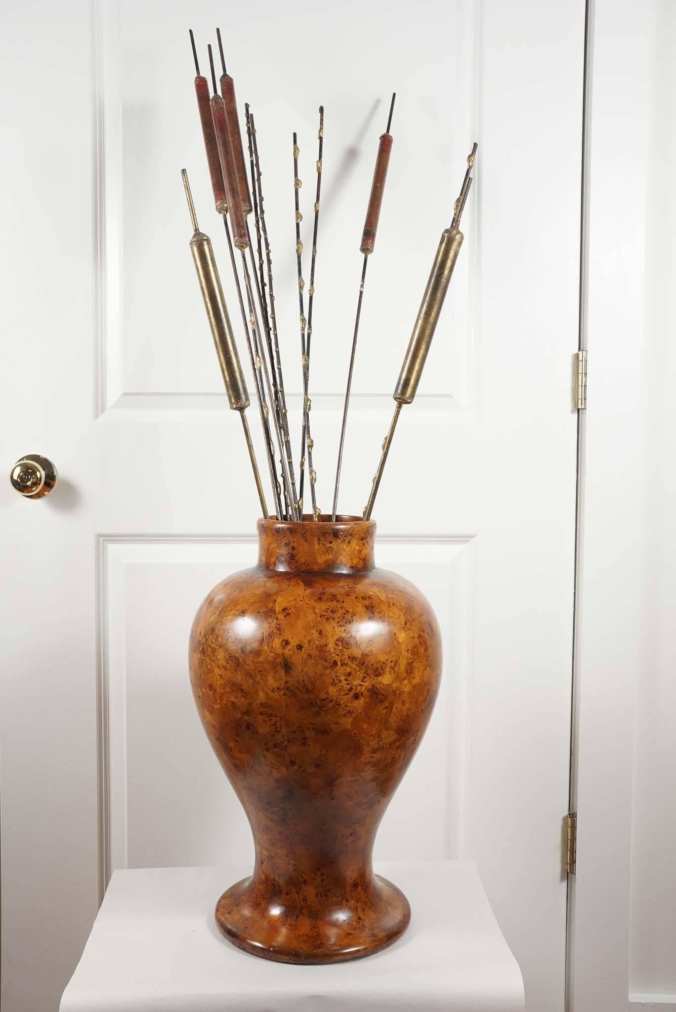 Set of 12, handcrafted, copper cattails, in various size lengths. 36
