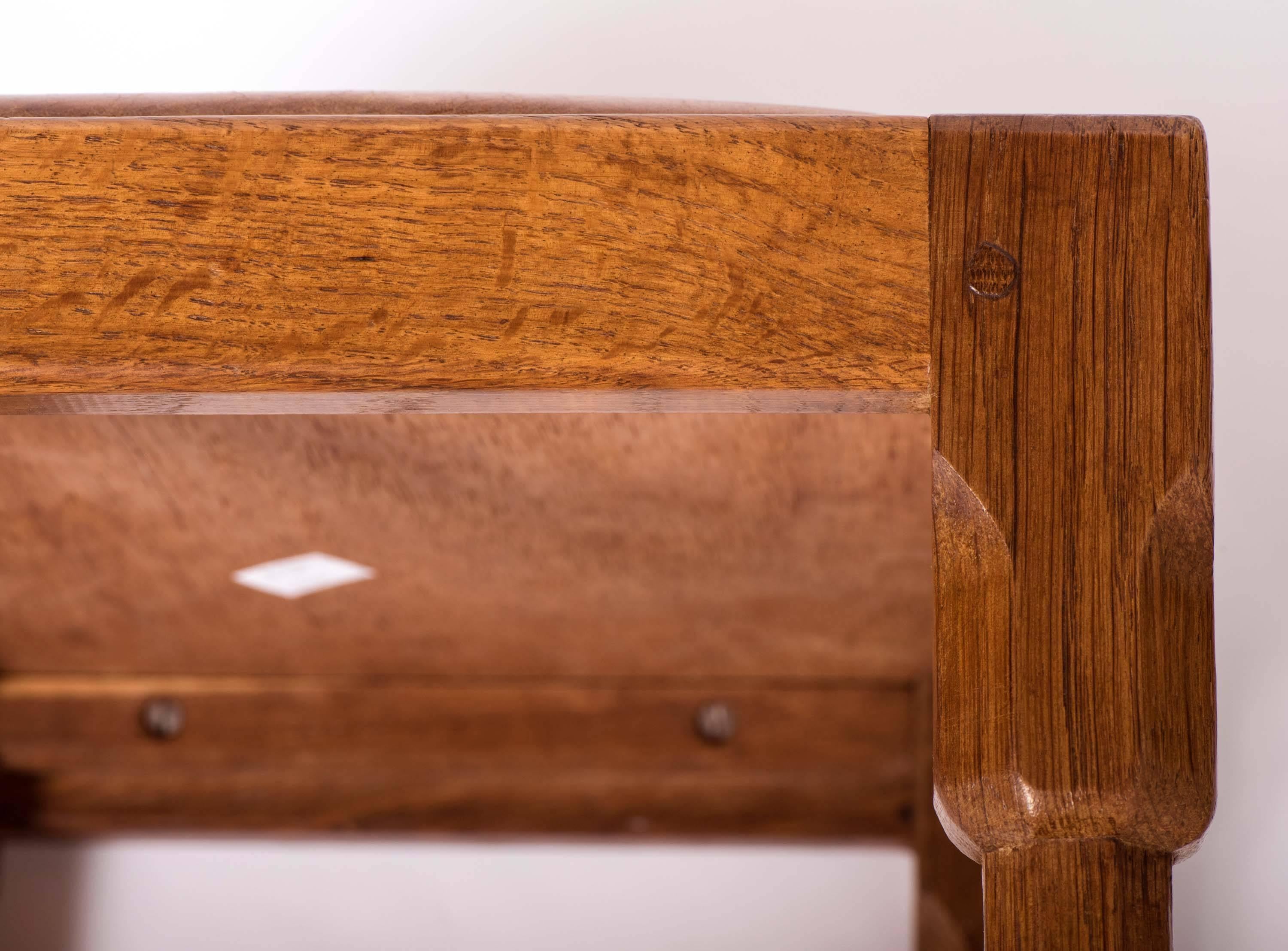 Mid-20th Century Sid Pollard carved oak stool, England circa 1950